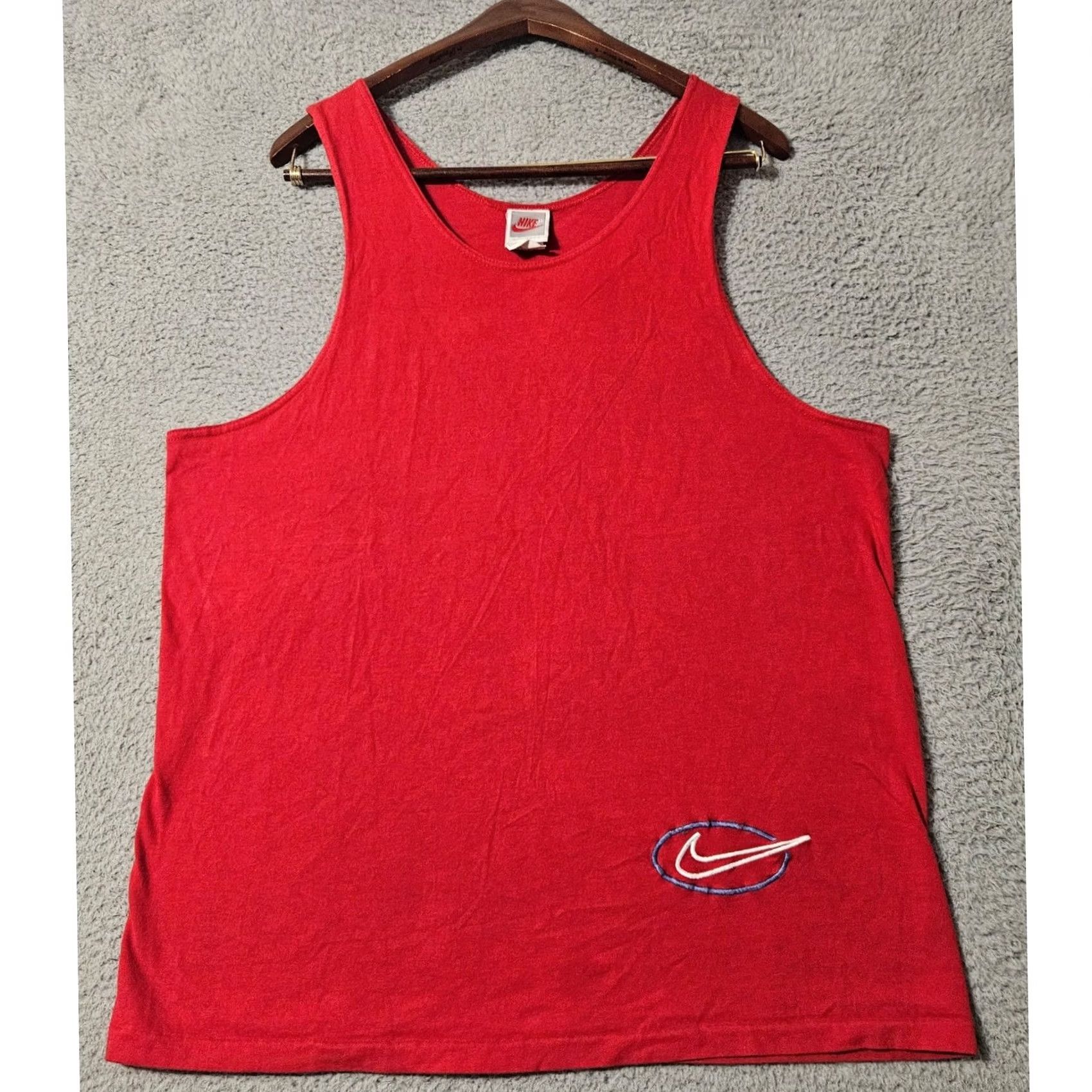 Nike Vintage Nike Gray Tag Made in USA Tank Top Embroidered Swoosh Red Mens XL Size US XL / EU 56 / 4 - 2 Thumbnail