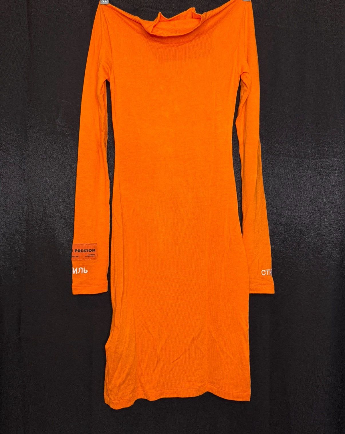 Heron Preston Heron Preston Orange “СТИЛЬ” Mock Neck Long Sleeve Top Size XS / US 0-2 / IT 36-38 - 8 Thumbnail