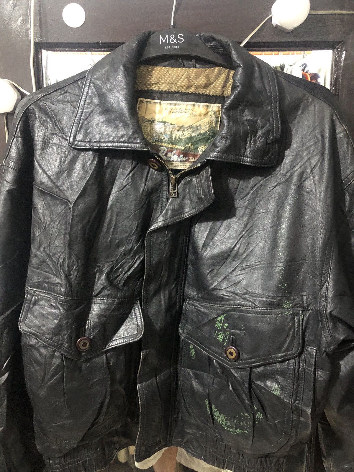 Vintage VINTAGE BLACK LEATHER JACKET PERL STEIN Size US M / EU 48-50 / 2 - 2 Thumbnail