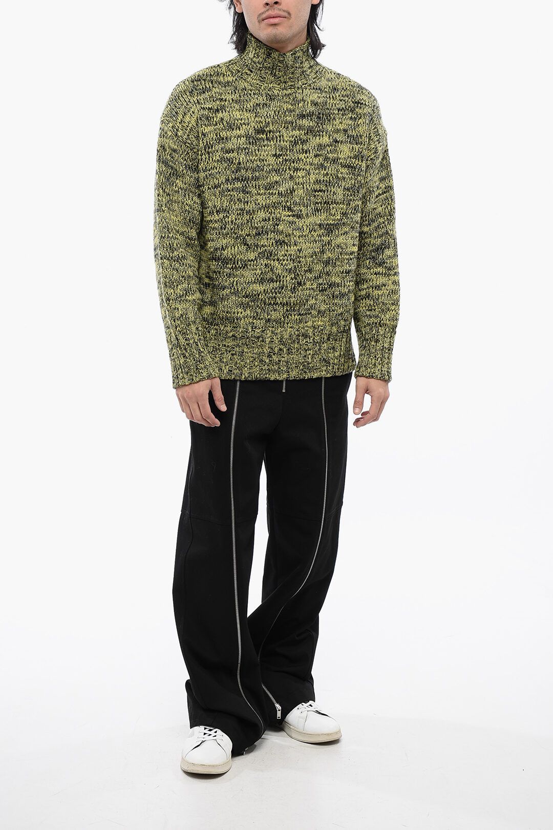 Jil Sander og1mm0625 Turtleneck Melange Wool Sweater in Yellow Size US M / EU 48-50 / 2 - 4 Thumbnail