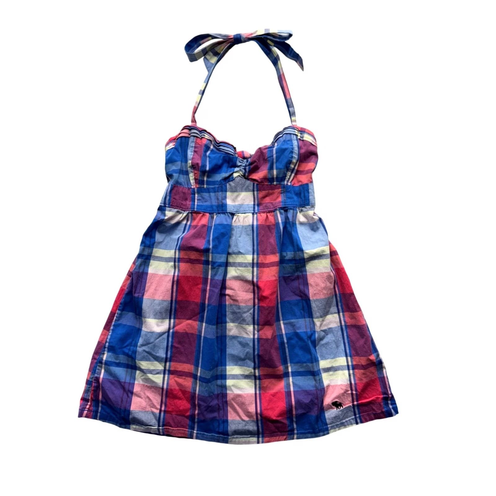 Abercrombie & Fitch Abercrombie & Fitch Dress XL Halter Plaid Multicolor Cotton Sundress Womens XL Short Dress Size XL / US 12-14 / IT 48-50 - 2 Thumbnail