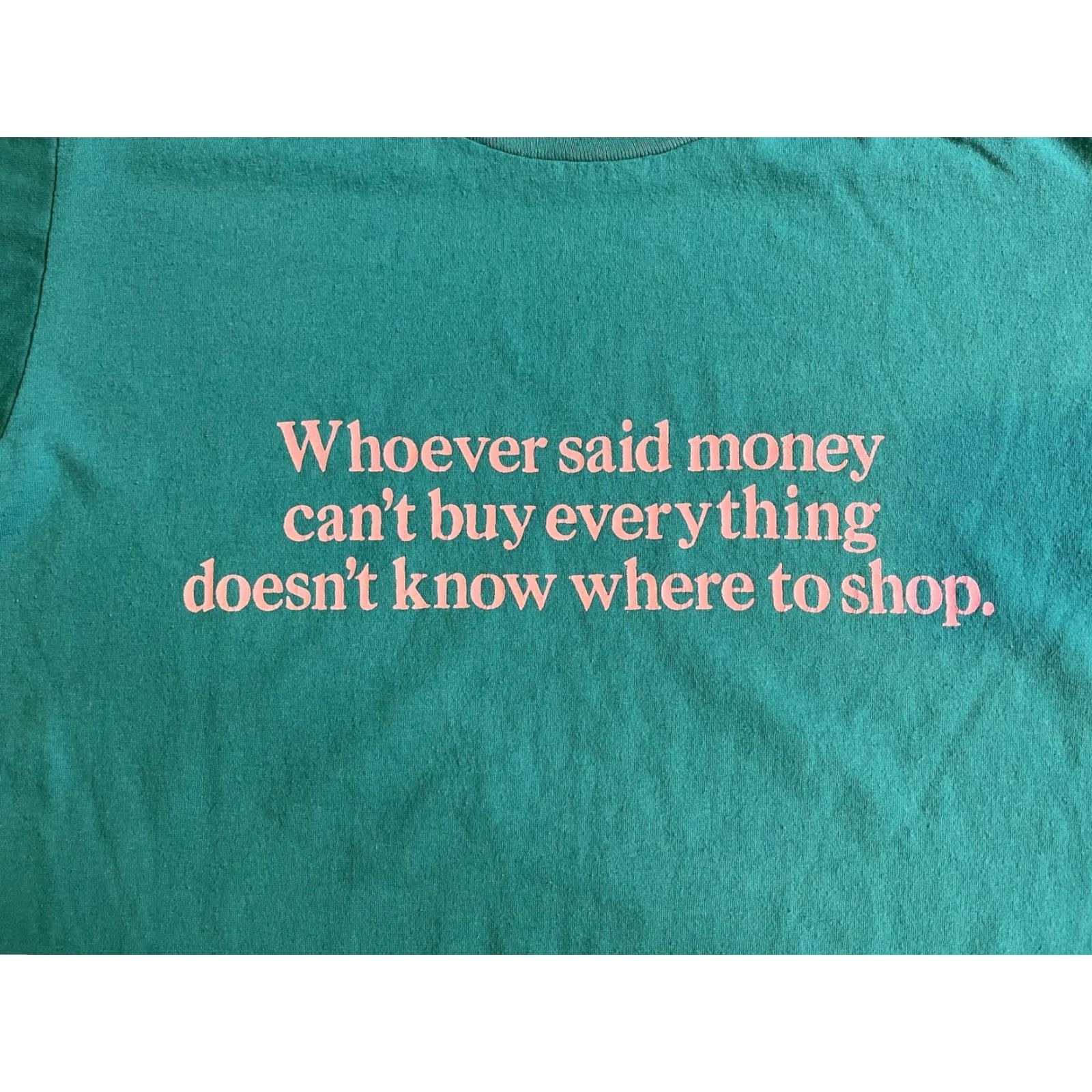 Jerzees VINTAGE Funny Shopping Shirt L Blue 90s Size L / US 10 / IT 46 - 3 Thumbnail