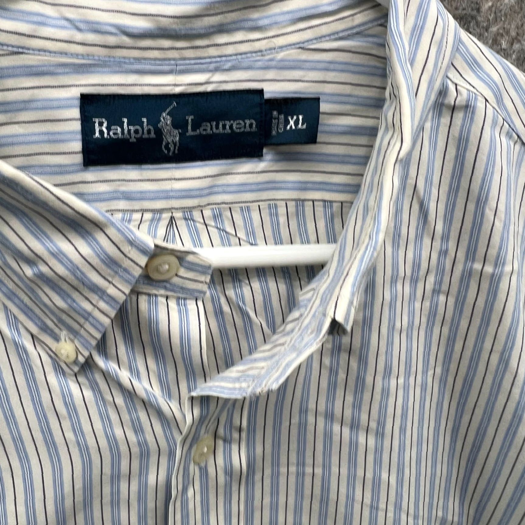 Ralph Lauren VINTAGE Ralph Lauren Shirt Mens XL Blue White Striped Button Down Preppy Read Shirt Size US XL / EU 56 / 4 - 7 Thumbnail