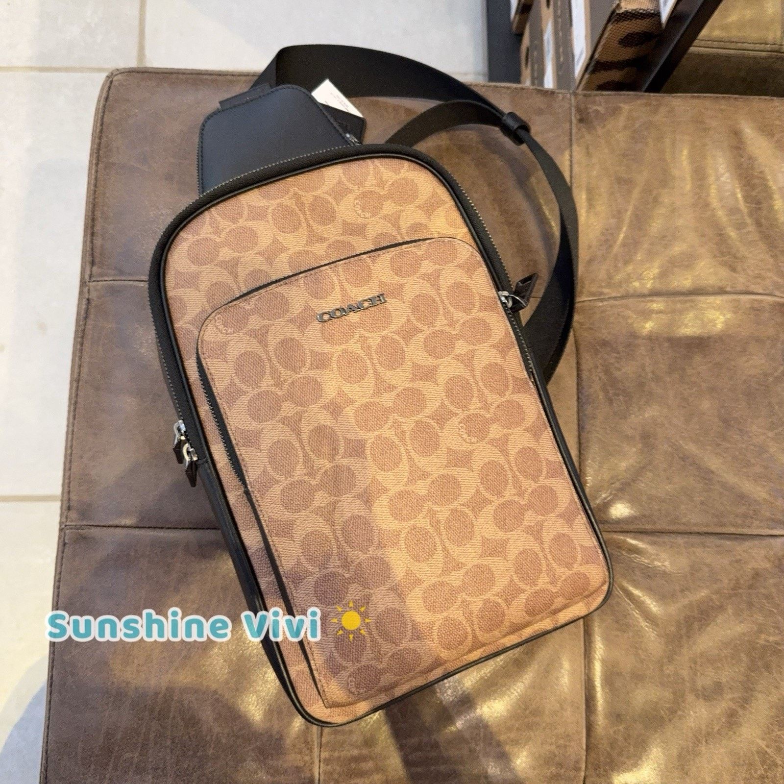 Coach NWT Coach Ethan Pack Blocked Signature CZ393 Tan Black Size ONE SIZE - 4 Thumbnail