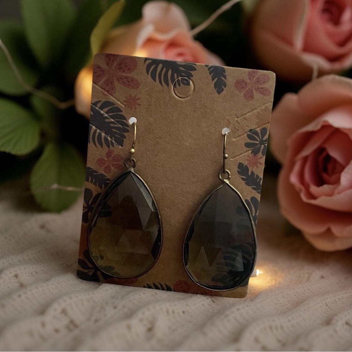 Designer Black Swarovski Crystal Earrings Size ONE SIZE - 1 Thumbnail