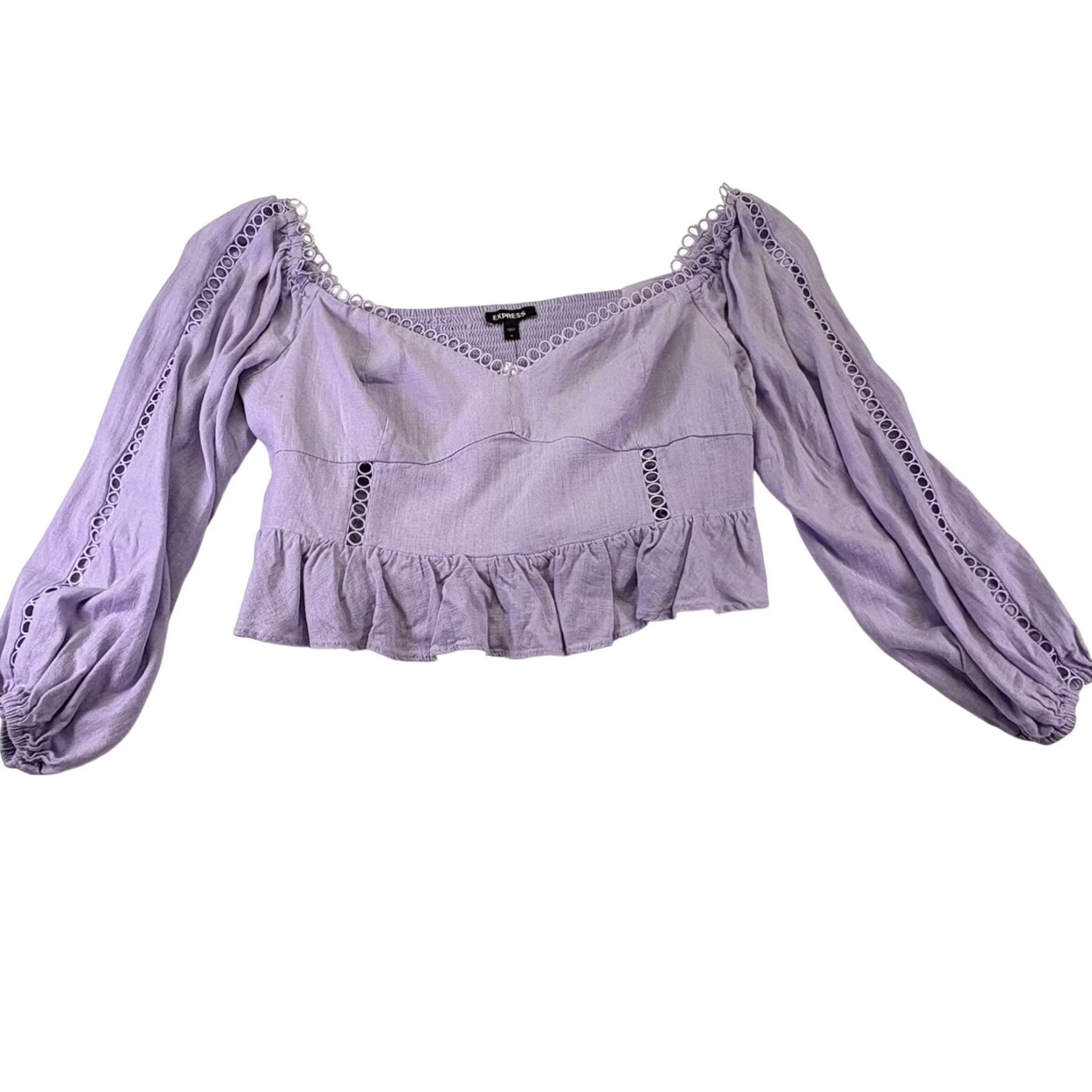 Express VINTAGE Express Off Shoulder Cropped Blouse Purple XL ropes? Size XL / US 12-14 / IT 48-50 - 5 Thumbnail