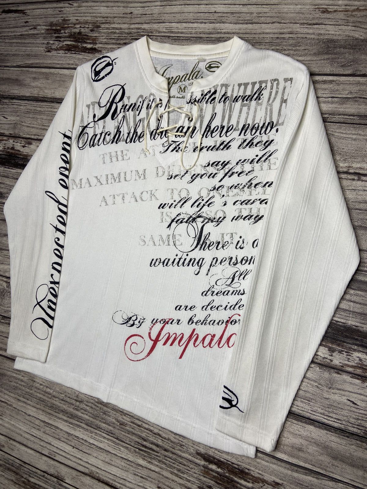 If Six Was Nine × Japanese Brand × Le Grande Bleu (L.G.B.) Rare Impala Goth Poem Style Japan Lace Up Thermal Longsleeve Size US M / EU 48-50 / 2 - 4 Thumbnail