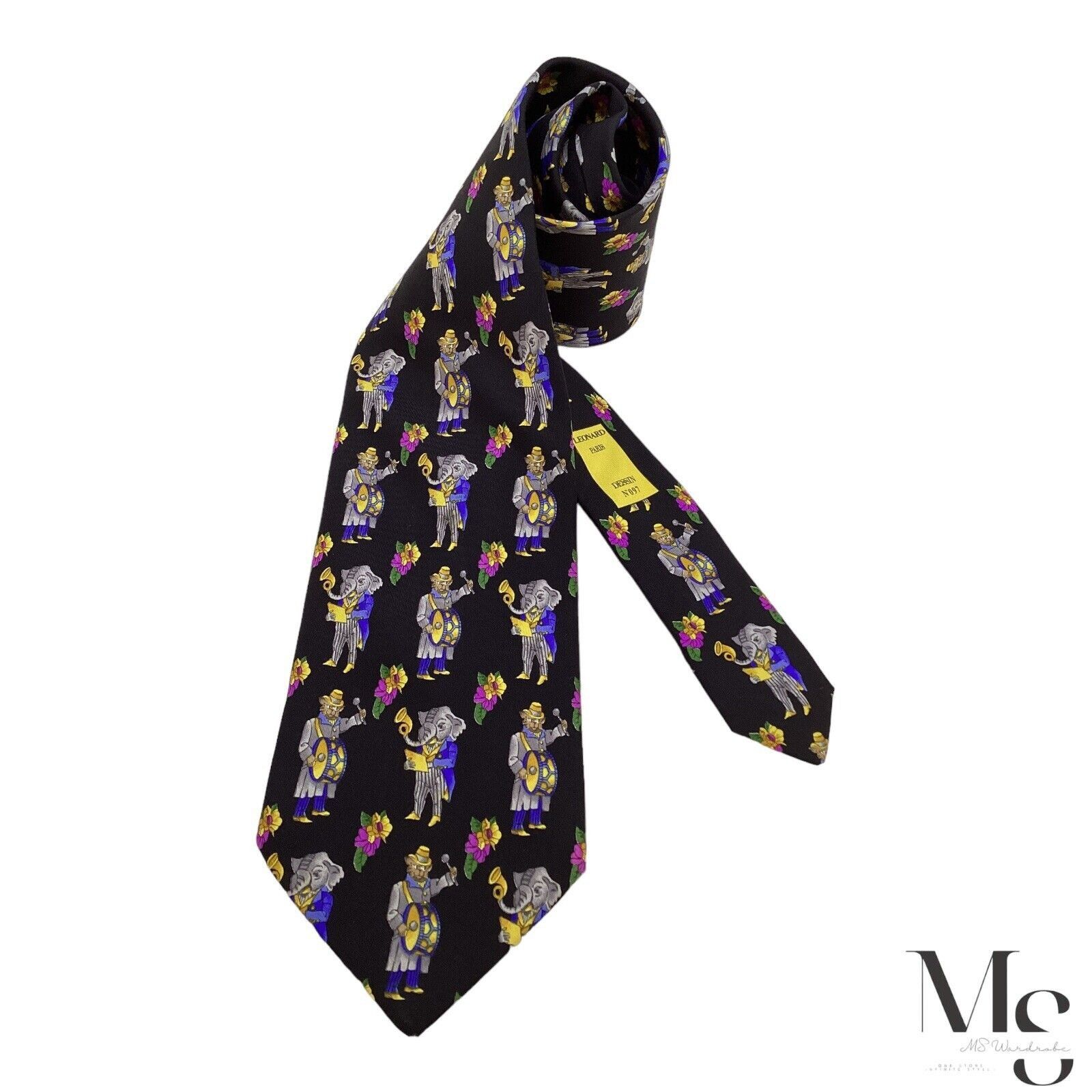 LEONARD PARIS Dessin N 097 Black Floral & Animal Orchestra
