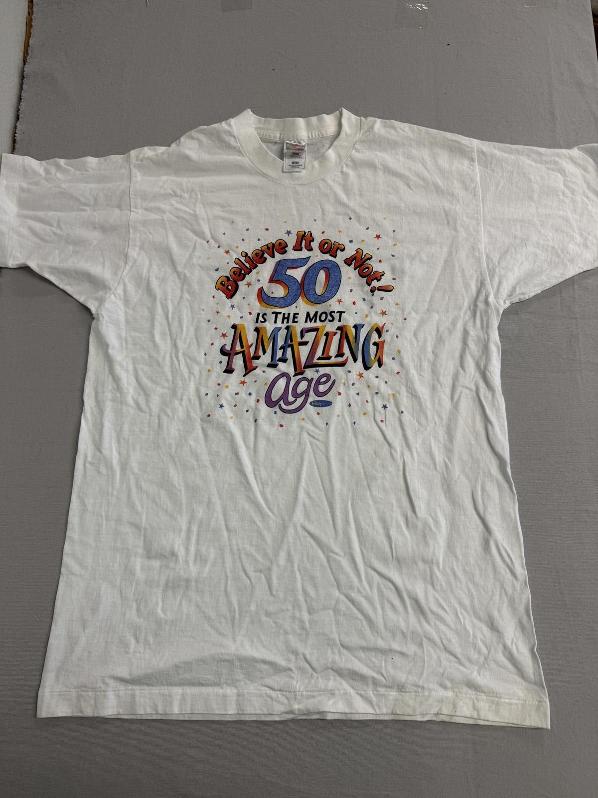 Fruit Of The Loom Vintage Happy 50th Birthday T-shirt Ripley's Believe It XL Size US XL / EU 56 / 4 - 1 Thumbnail