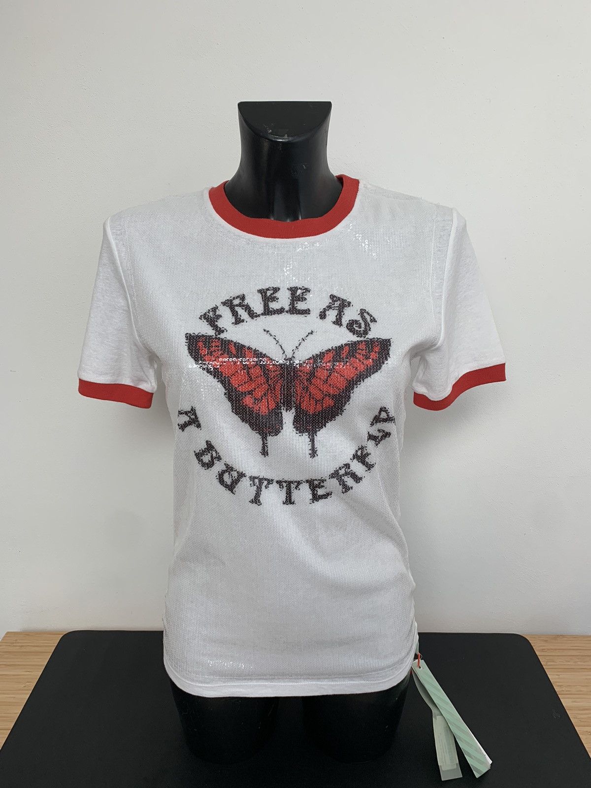 Payette Off-White Small Glitter Butterfly T-Shirt White