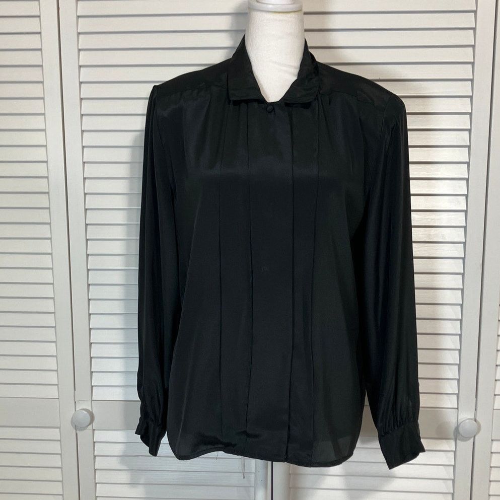 Other Liquid Silk Peters & Ashley Vintage Black Women Blouse 8 Size M / US 6-8 / IT 42-44 - 1 Thumbnail