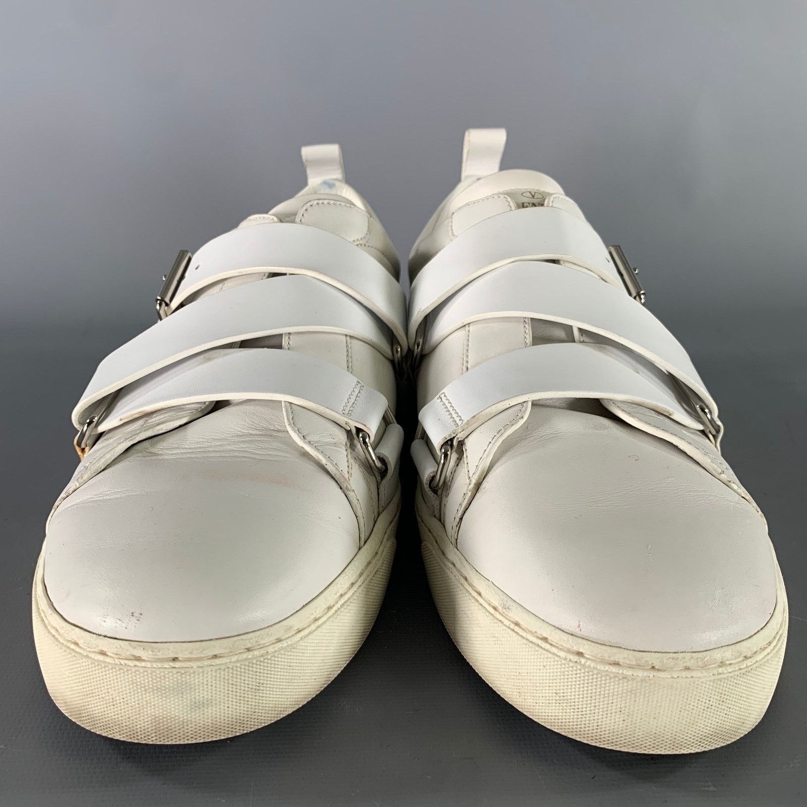 Valentino VALENTINO Size 9 White Studded Leather Strap Sneakers Size US 9 / EU 42 - 4 Thumbnail