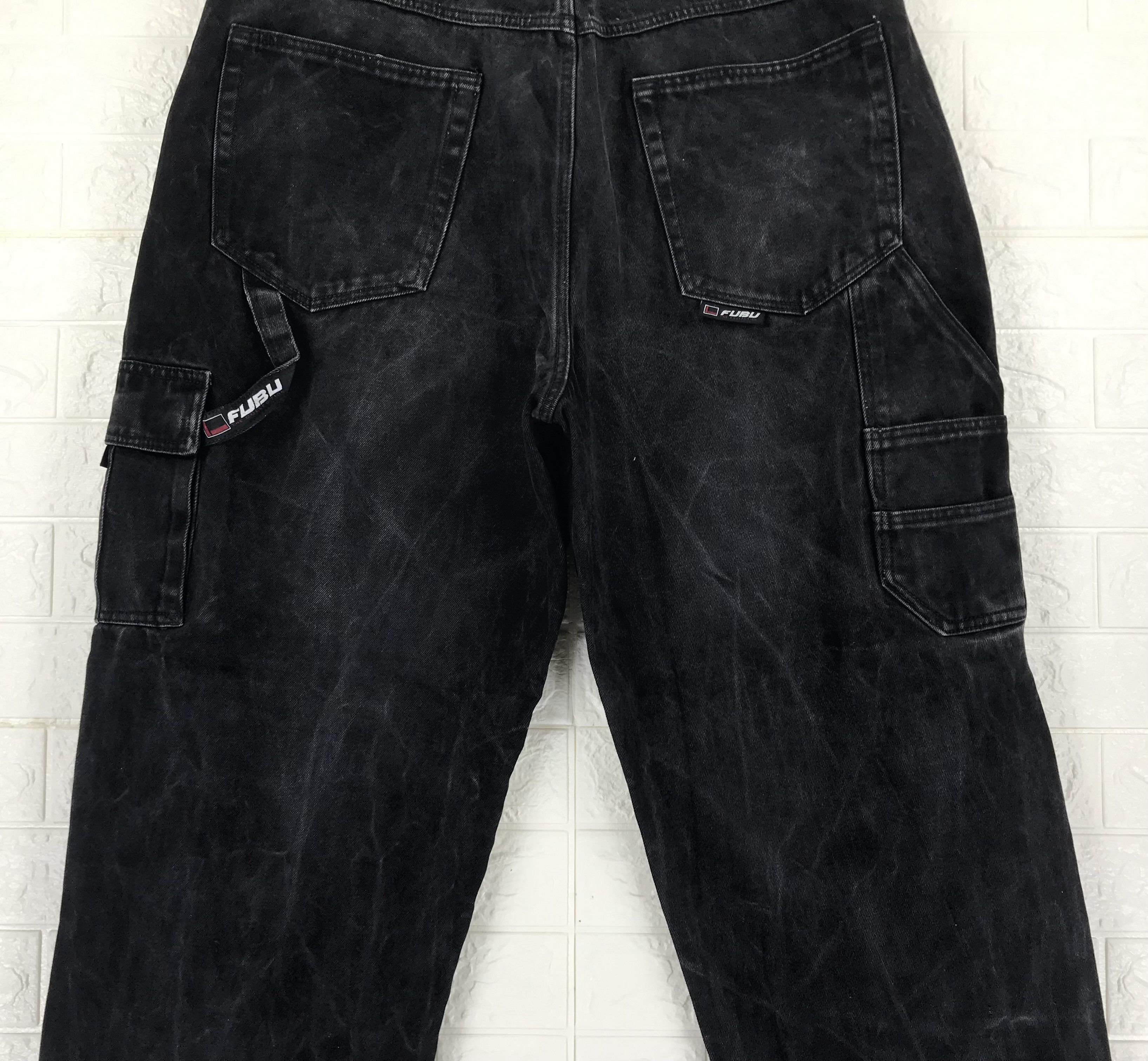 Fubu Vintage Fubu Faded Black Cargo Baggy Jeans Crazy Wide Denim Size US 38 / EU 54 - 3 Thumbnail