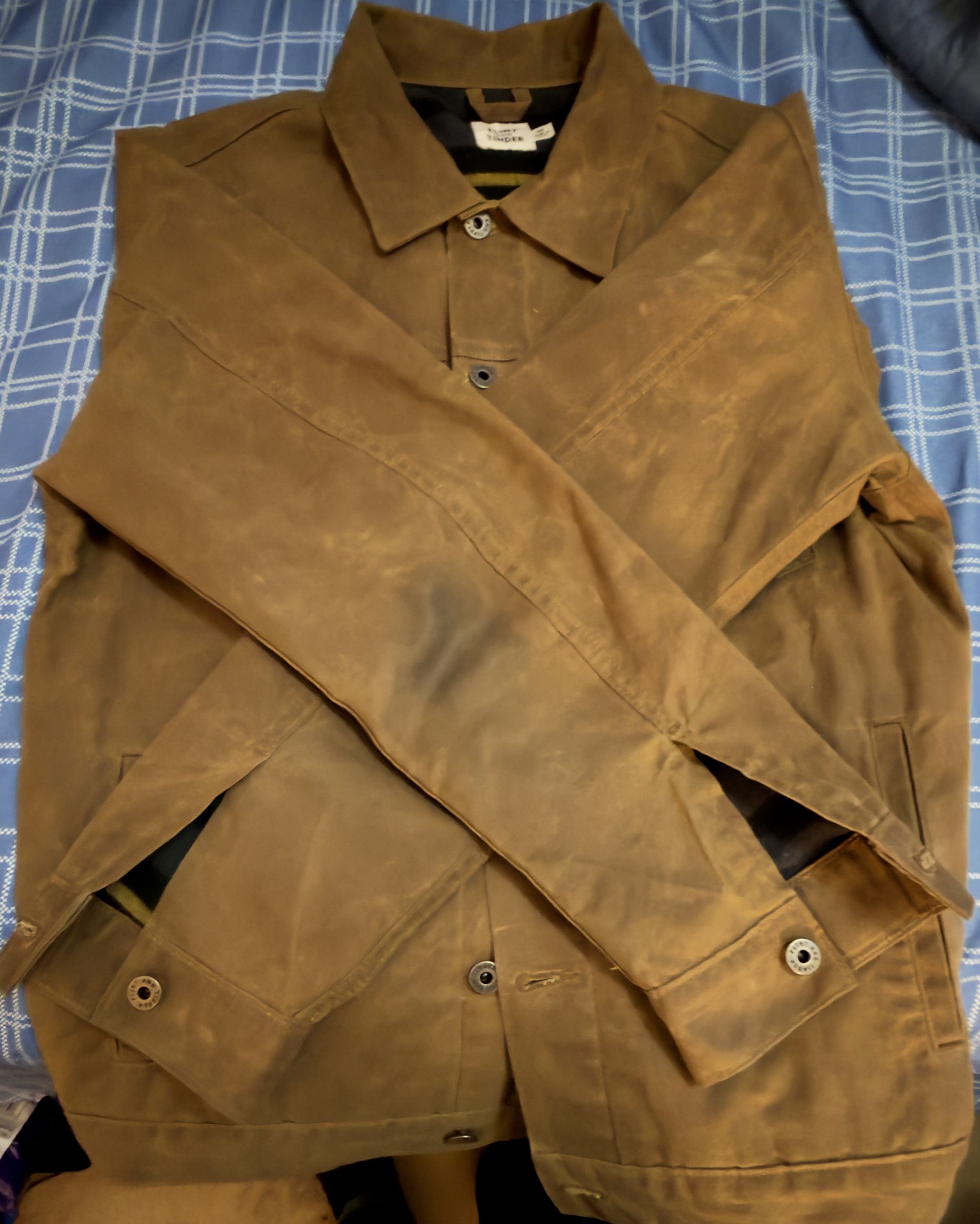 Flint And Tinder LN Flint and Tinder Waxed Cotton Trucker Jacket-Tan: Medium Size US M / EU 48-50 / 2 - 4 Thumbnail