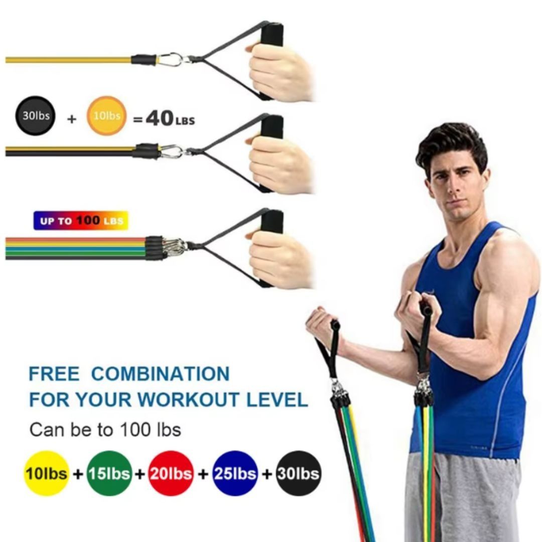 Other Resistance Bands Set 11-Piece Full Body Home Workout Kit Size ONE SIZE - 5 Thumbnail