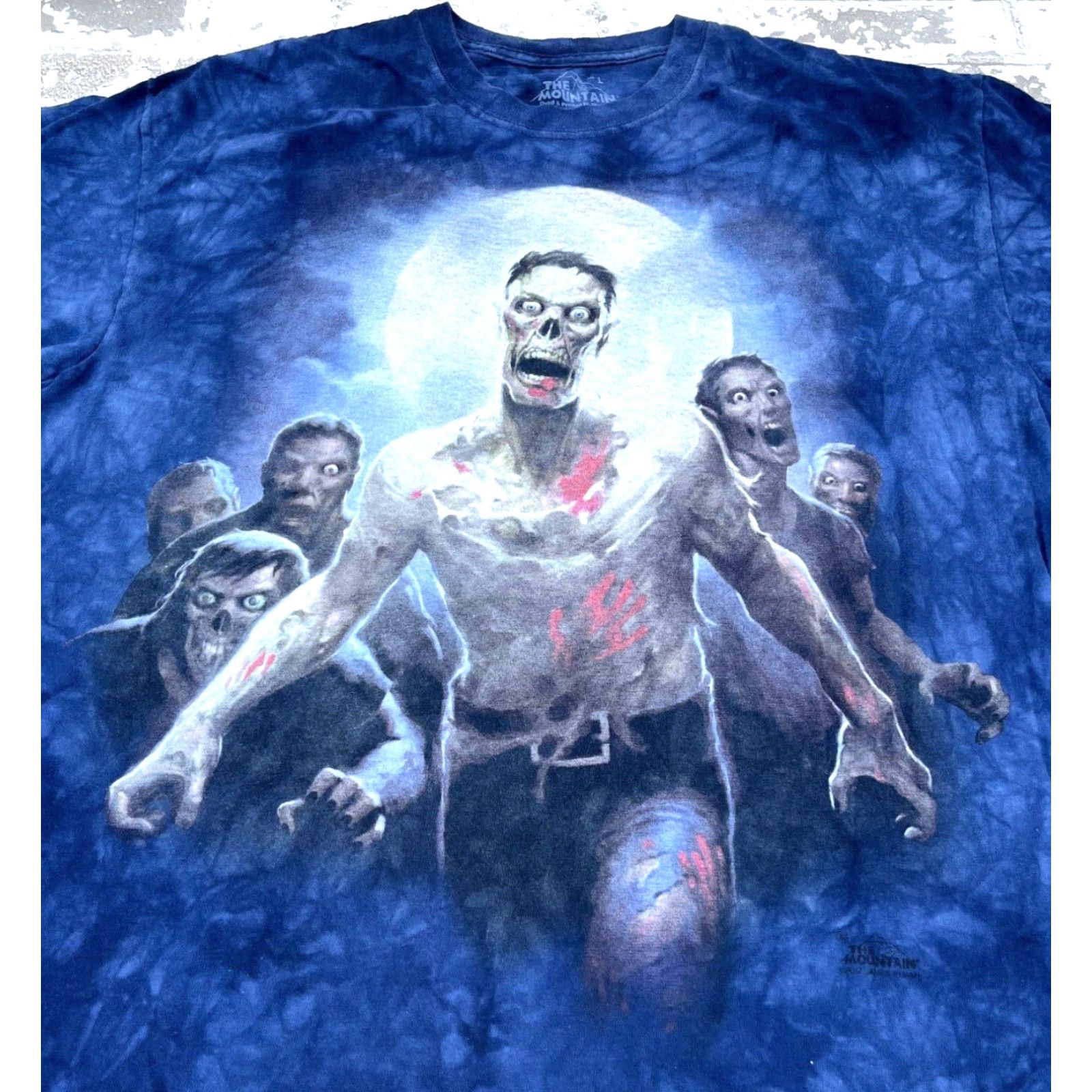 The Mountain The Mountain Shirt Men Large Blue Tee Tie Dye Zombie Monster Horror Retro Adult Regular Crew Neck Short Sleeve Graphic Print Logo Size US L / EU 52-54 / 3 - 2 Thumbnail