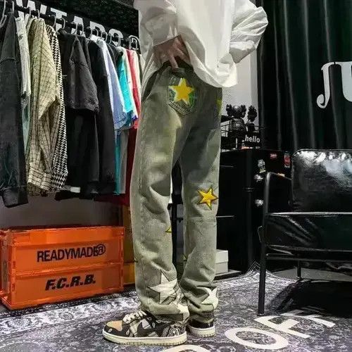 Japanese Brand × Jean Retro yellow mud color design star embroidered jeans Size US 32 / EU 48 - 3 Thumbnail