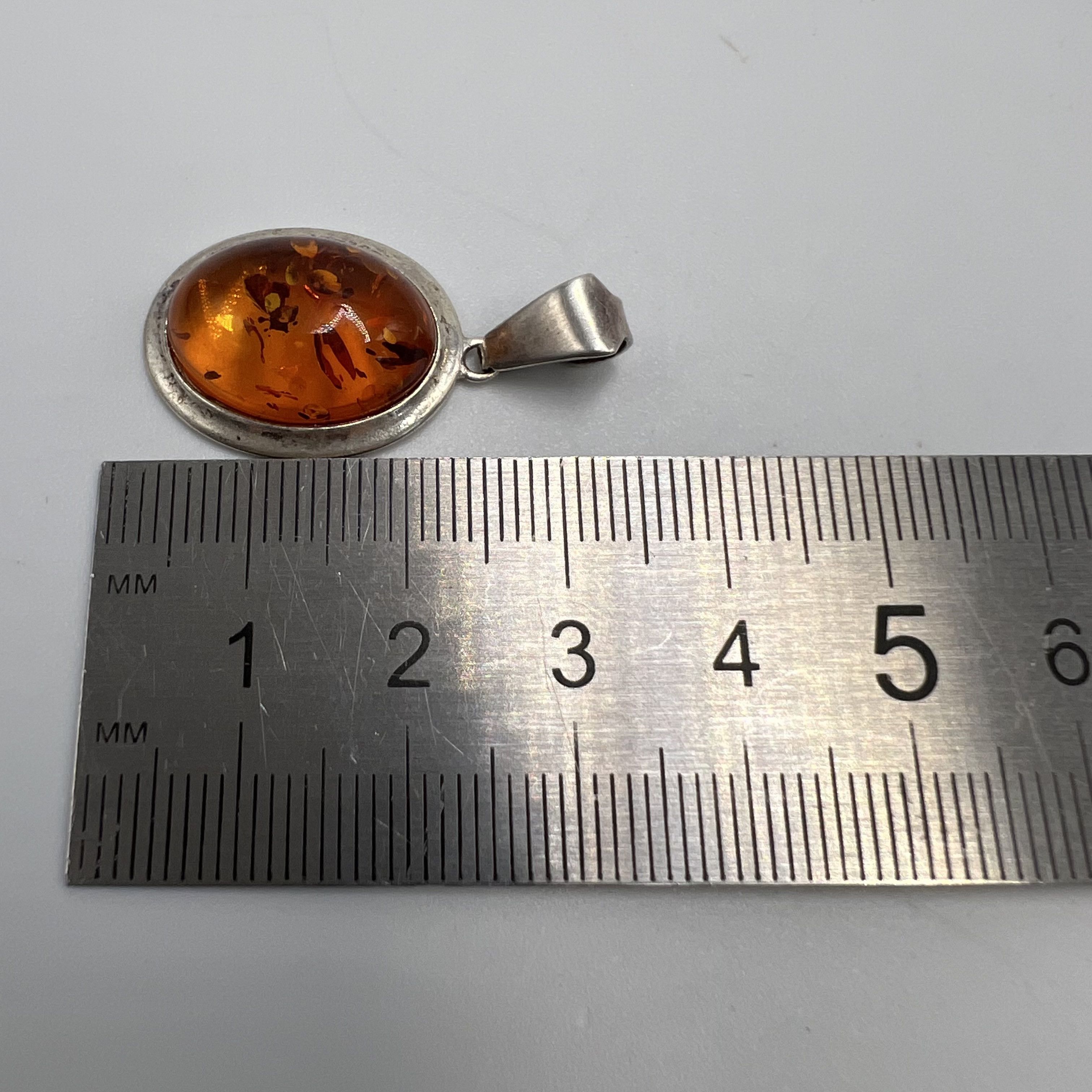 Vintage Vintage Necklace Pendant Sterling Silver 925 Amber Jewelry Size ONE SIZE - 3 Thumbnail