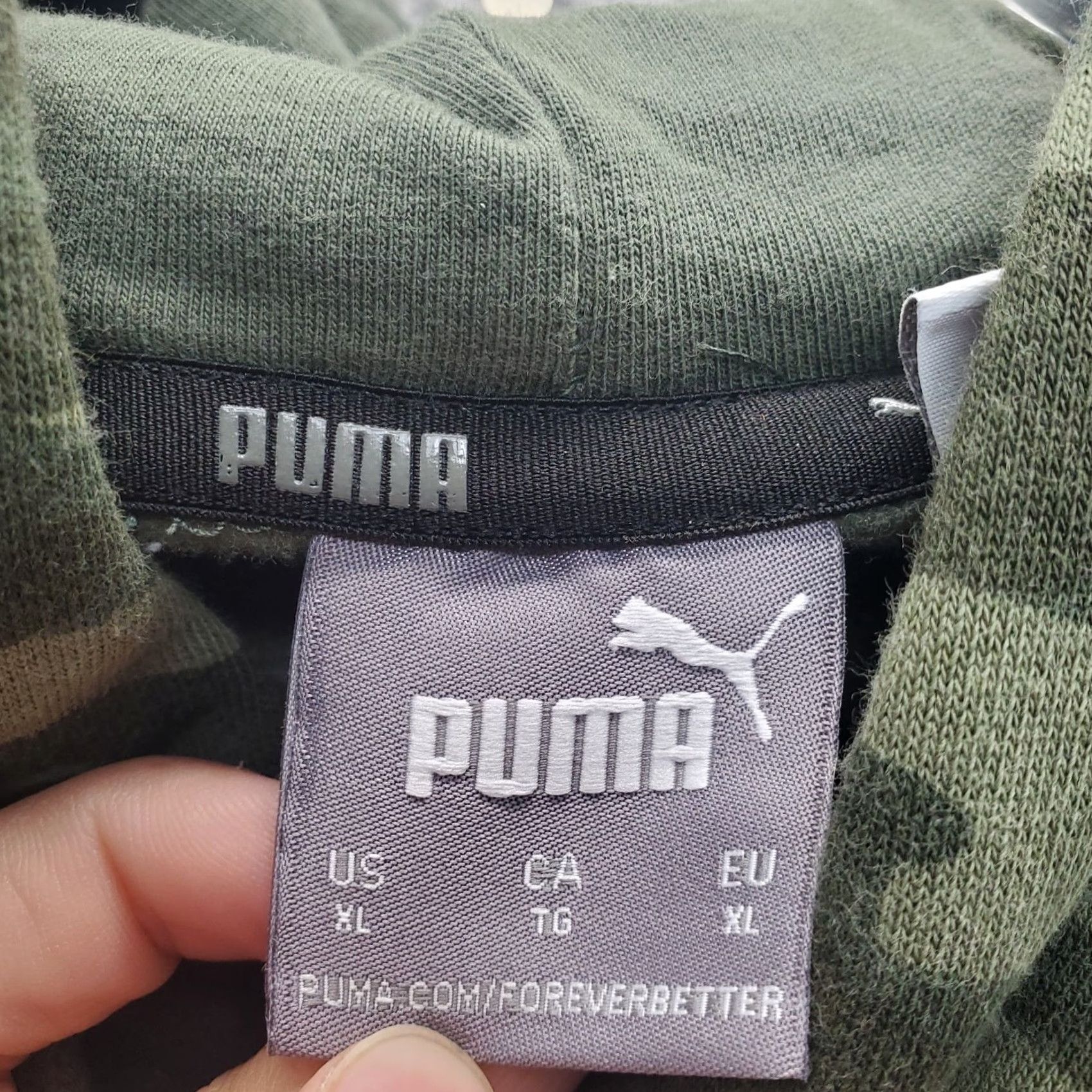 Puma Puma Hoodie Mens XL Green Camouflage Military Fleece Lined Drawstring Pullover Size US XL / EU 56 / 4 - 5 Thumbnail
