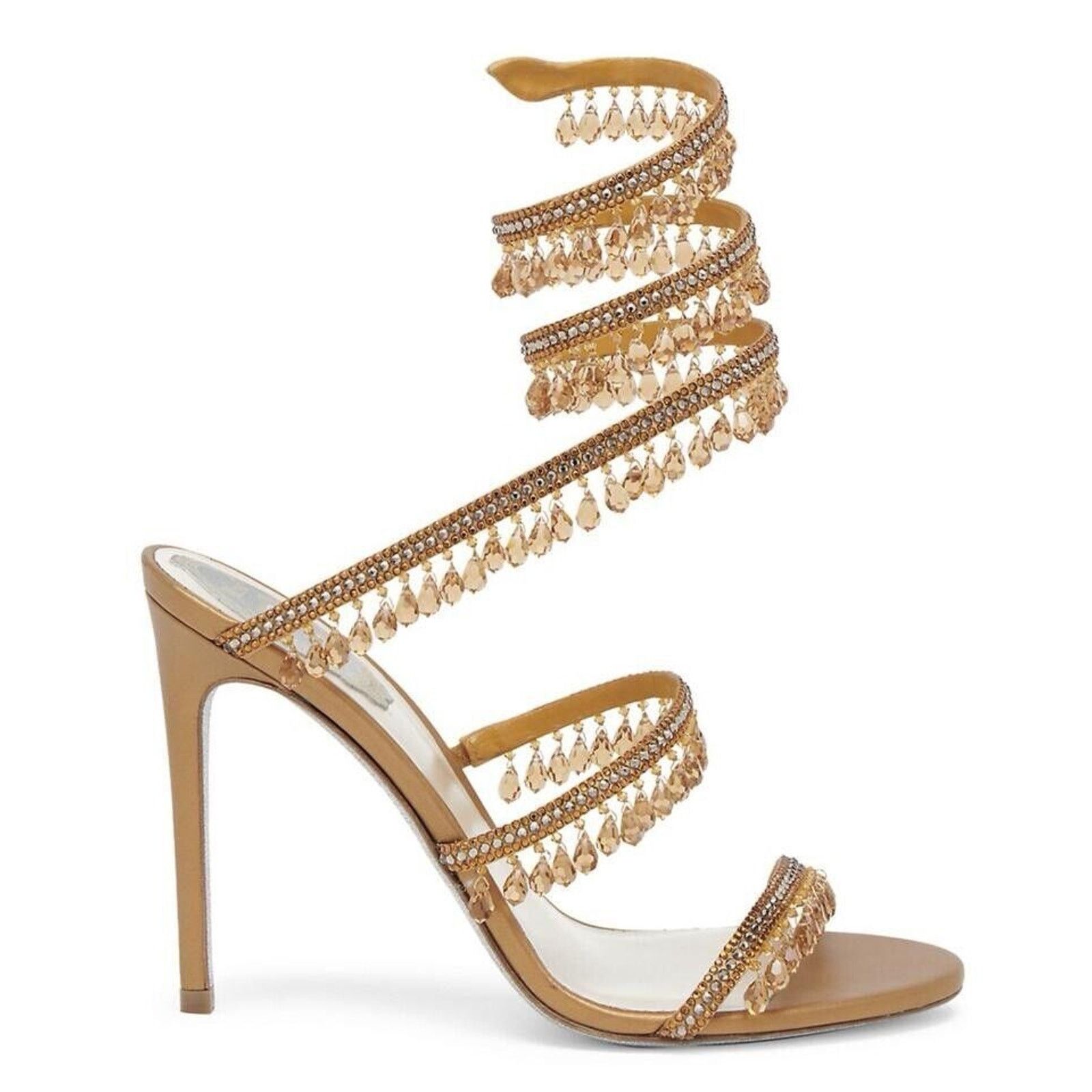 Rene Caovilla Chandelier Amber Strappy Ankle Wrap Sandal Heel Pump 36 Size US 6 / IT 36 - 1 Thumbnail