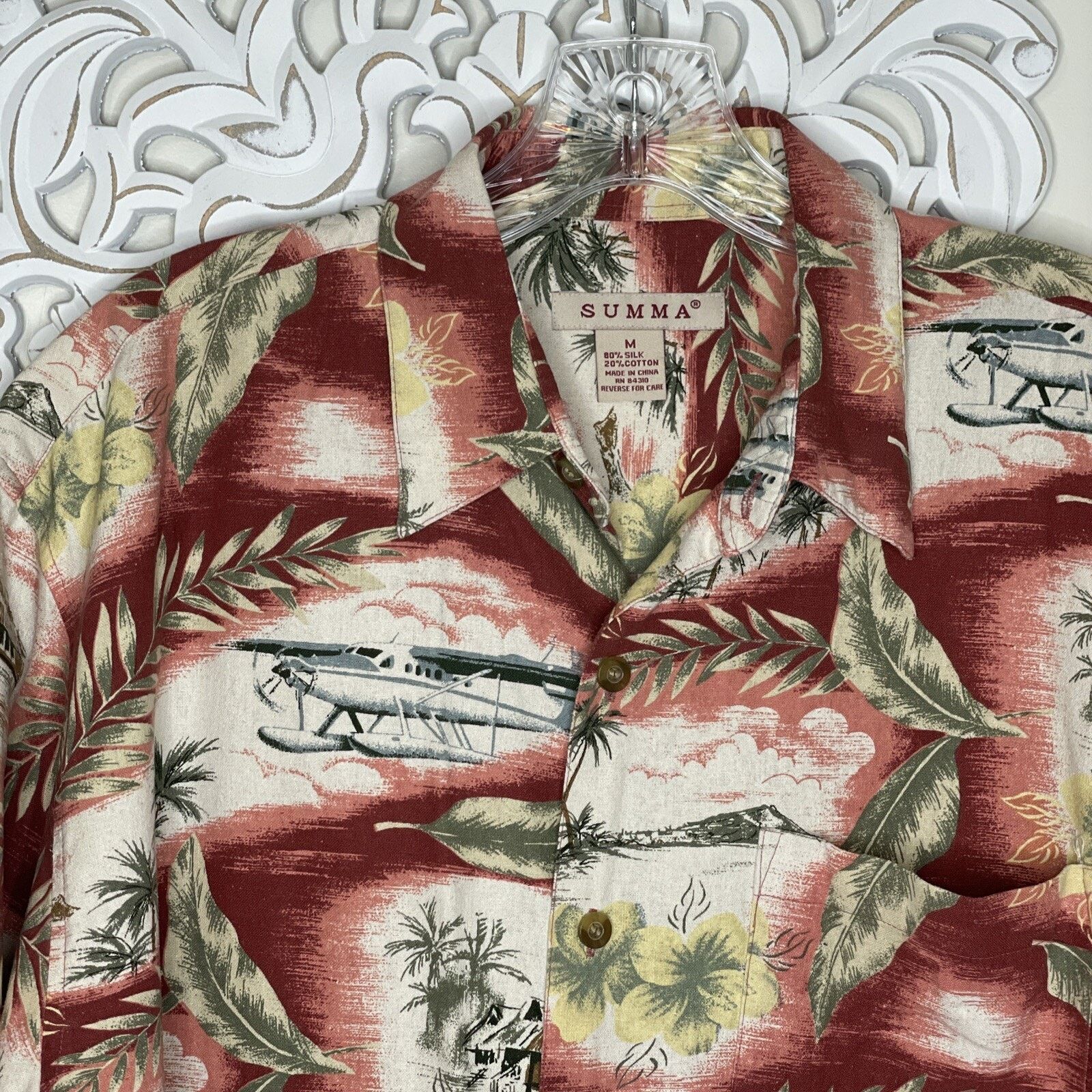 Other SUMMA Men's M Button Up Hawaiian Shirt Silk Cotton Blend Size US M / EU 48-50 / 2 - 14 Thumbnail
