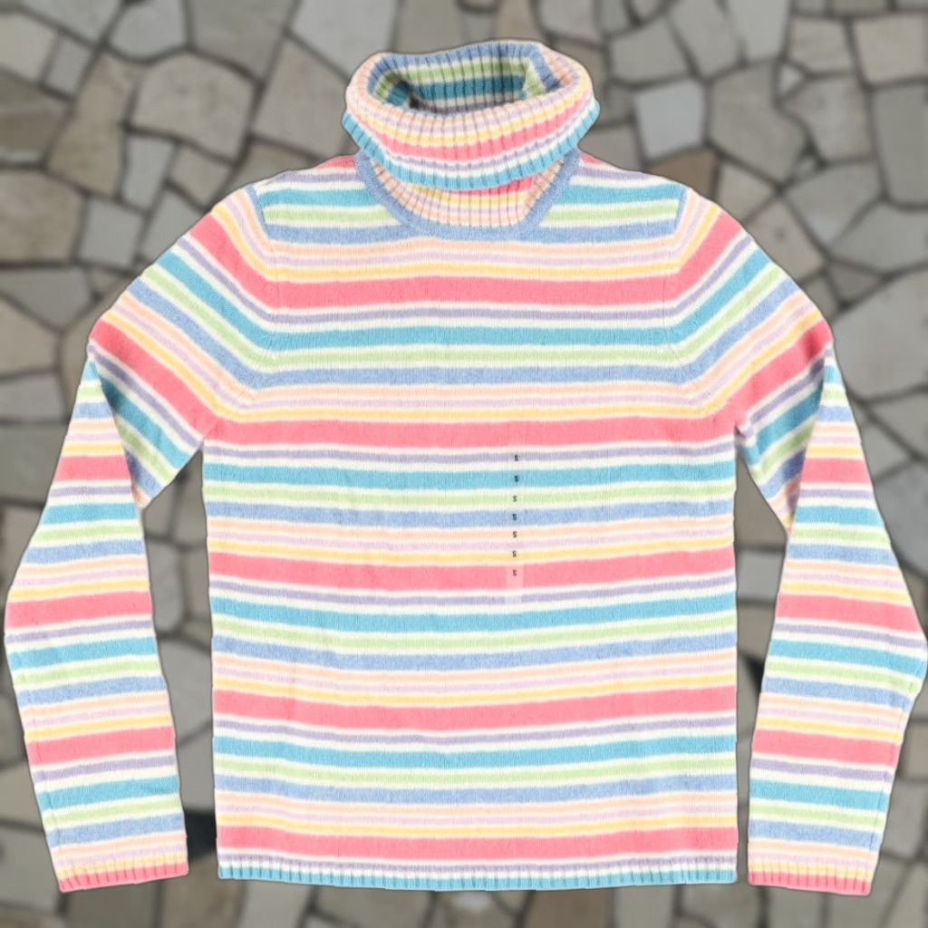 Ralph Lauren Ralph Lauren Turtleneck Sweater Small Rainbow Stripe Lambswool Angora Size S / US 4 / IT 40 - 1 Thumbnail