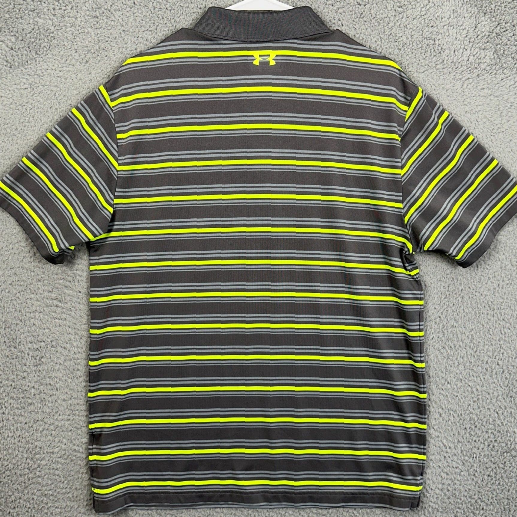 Under Armour Under Armour HeatGear Mens Large Shirt Polo Golf Striped Neon Gray Logo EUC Size US L / EU 52-54 / 3 - 2 Thumbnail