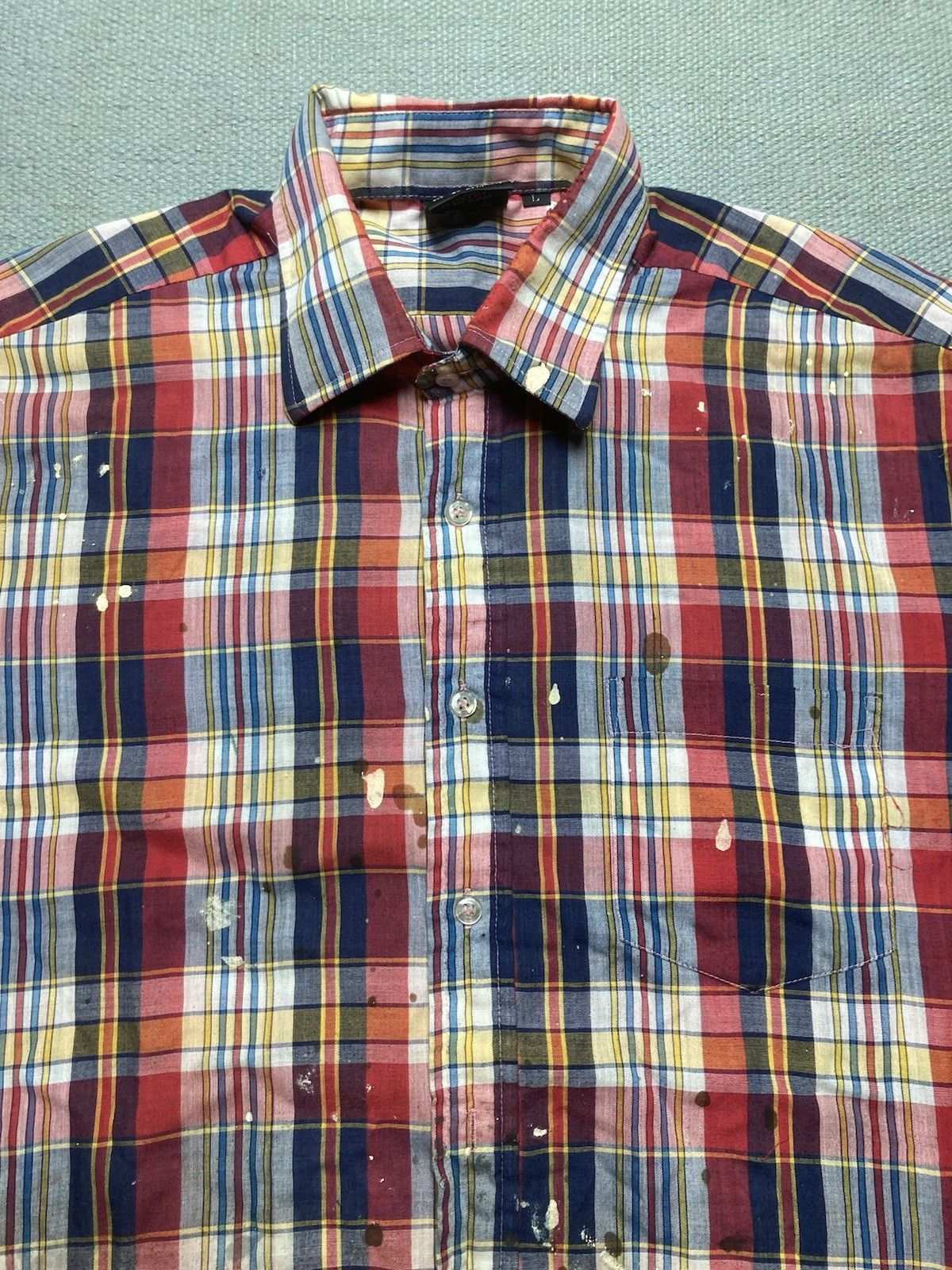 Vintage Vintage 80s button shirt paint distressed lightweight large Size US L / EU 52-54 / 3 - 5 Thumbnail