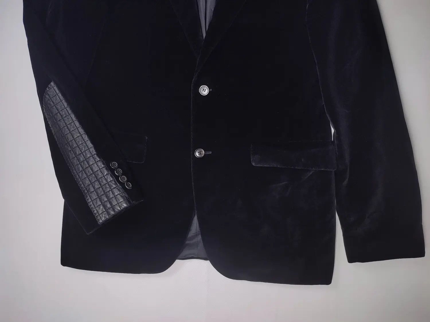 Hugo Boss Hugo Boss Leather Sleeve Velour Blazer Vintage Size 38R - 12 Thumbnail