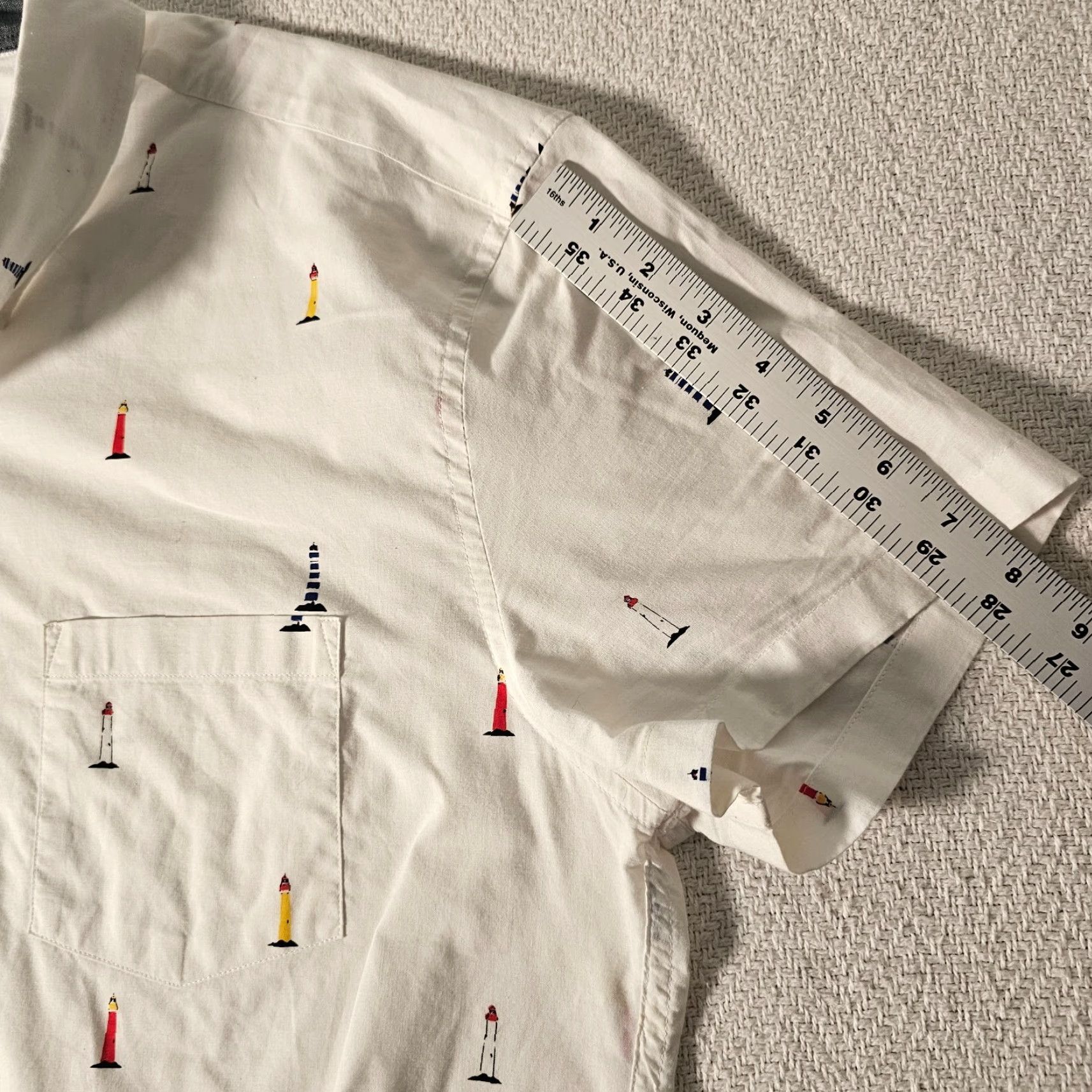 J.Crew J.Crew Mens Large Short Sleeve Button Up Shirt Light House Logo Colorful Preppy Logo All Over Print White Cotton Button-Up Casual Mens L Size US L / EU 52-54 / 3 - 7 Thumbnail