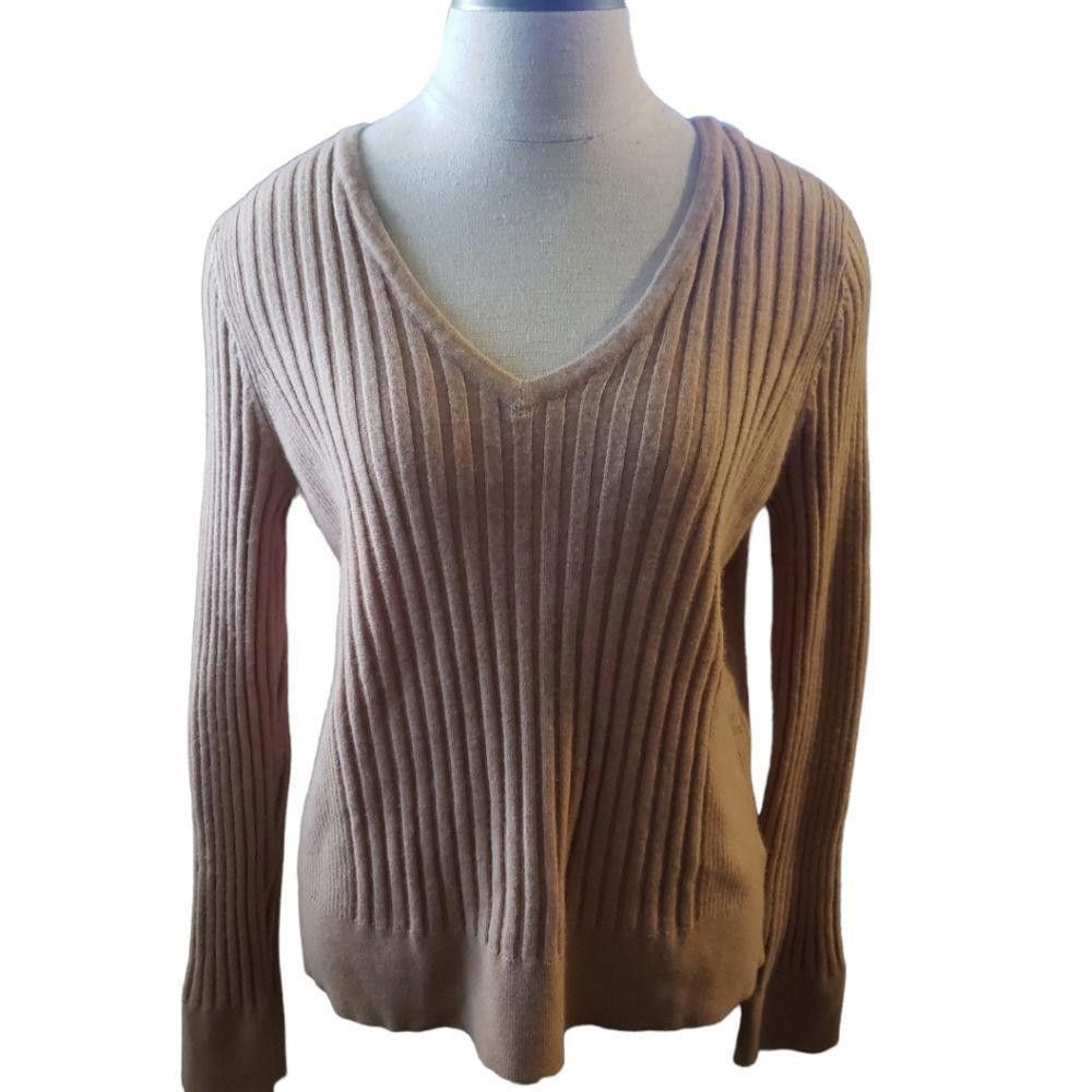Designer CT1298a CYNTHIA ROWLEY LADIES WOOL SWEATER. TAUPE. LARGE Size L / US 10 / IT 46 - 1 Thumbnail