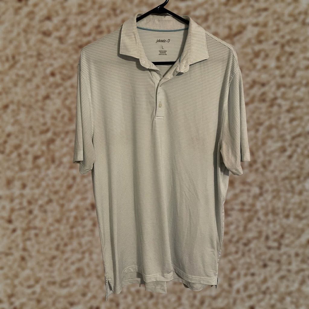 johnnie-O JOHNNIE-O Albatross Polo Golf Shirt Barbados Blue Men's L Striped Performance Size US L / EU 52-54 / 3 - 1 Thumbnail