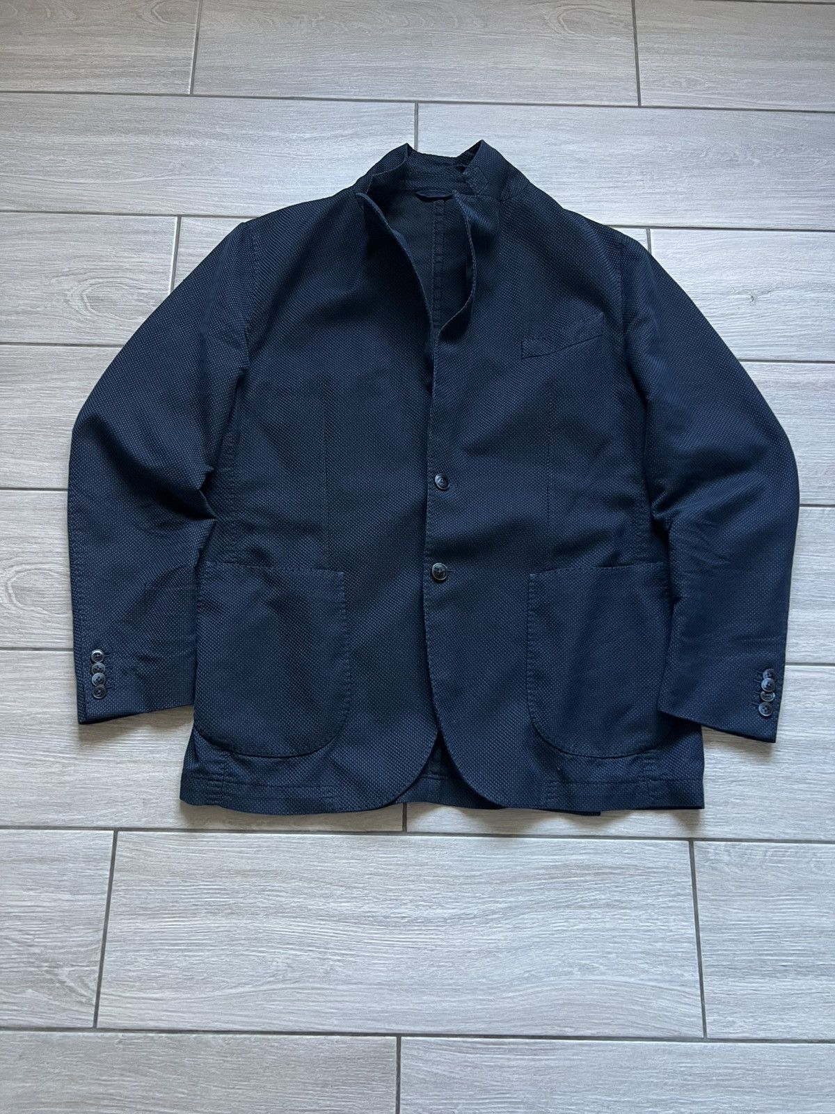 L.B.M. 1911 L.B.M. 1911 Texture Blue Blazer 54r Large Size 54R - 4 Thumbnail