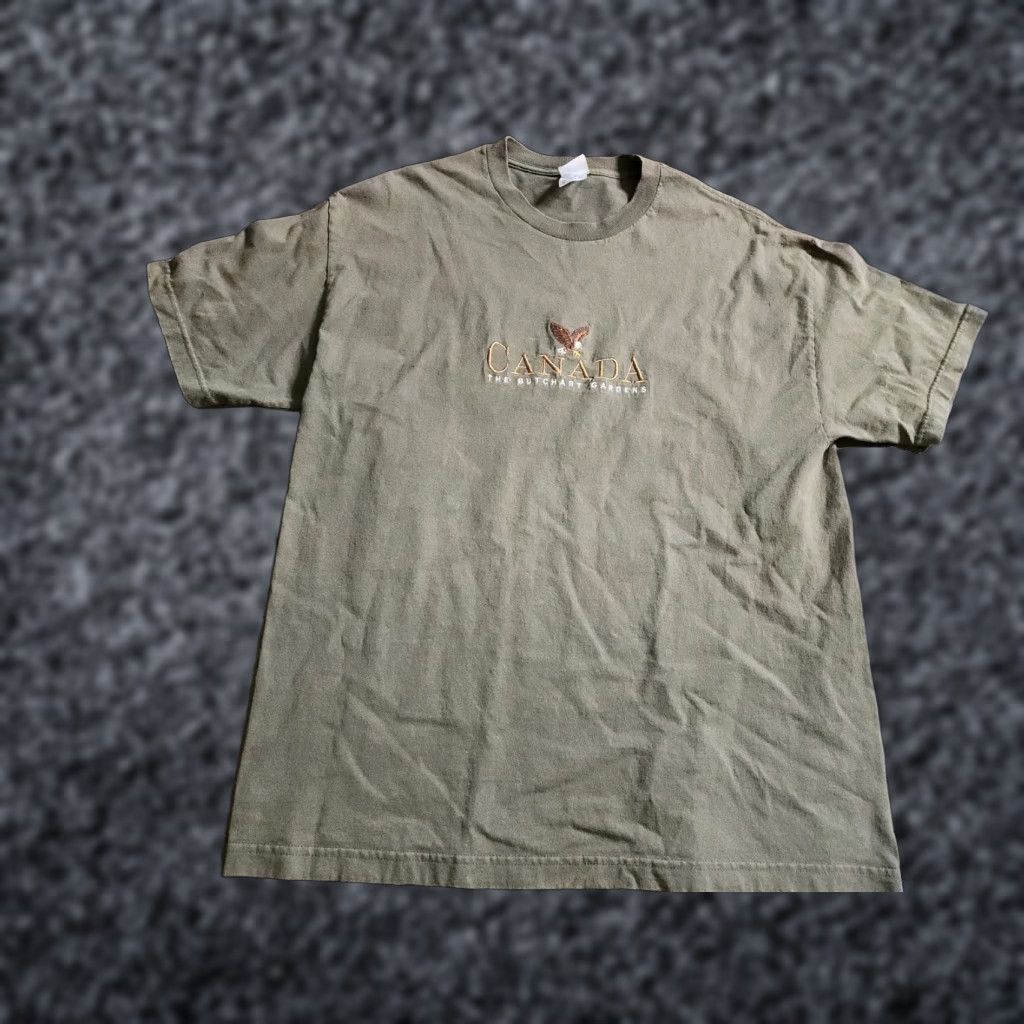 Vintage VINTAGE Alstyle Apparel & Activewear Canada Butchart Gardens Embroidered Travel Souvenir T Shirt Mens XL Green 90s Outdoor Travel Souvenir Shirt Size US XL / EU 56 / 4 - 1 Thumbnail