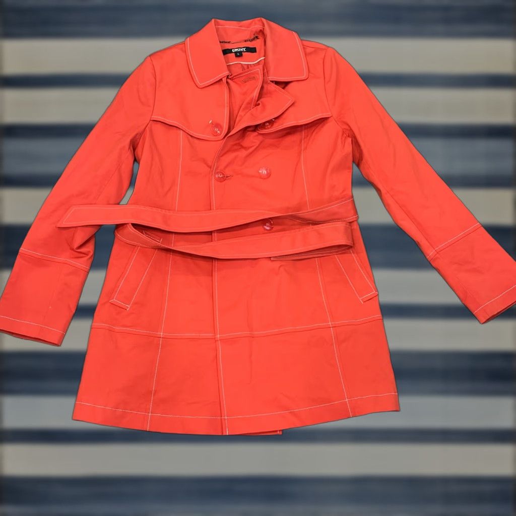 DKNY DKNY red city trench raincoat - sz Large - double breasted - Water Repellant Size M / US 6-8 / IT 42-44 - 1 Thumbnail