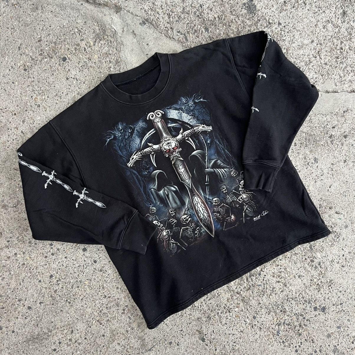 Vintage Y2K grunge zip up sweatshirt goth emo opium Size US XL / EU 56 / 4 - 2 Thumbnail