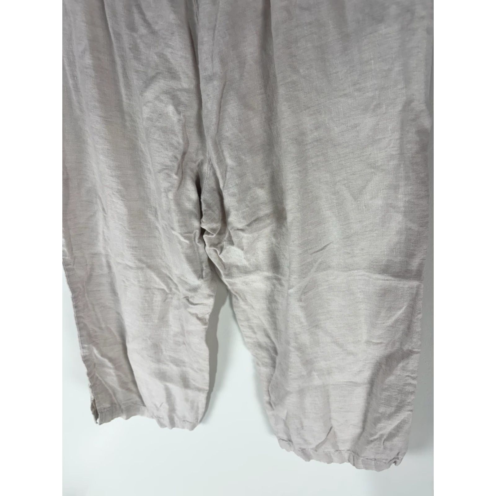 Vintage Choices Natural Linen Pants Womens Size L Pull On Cropped Wide-Leg Size 36" / US 14 / IT 50 - 6 Thumbnail