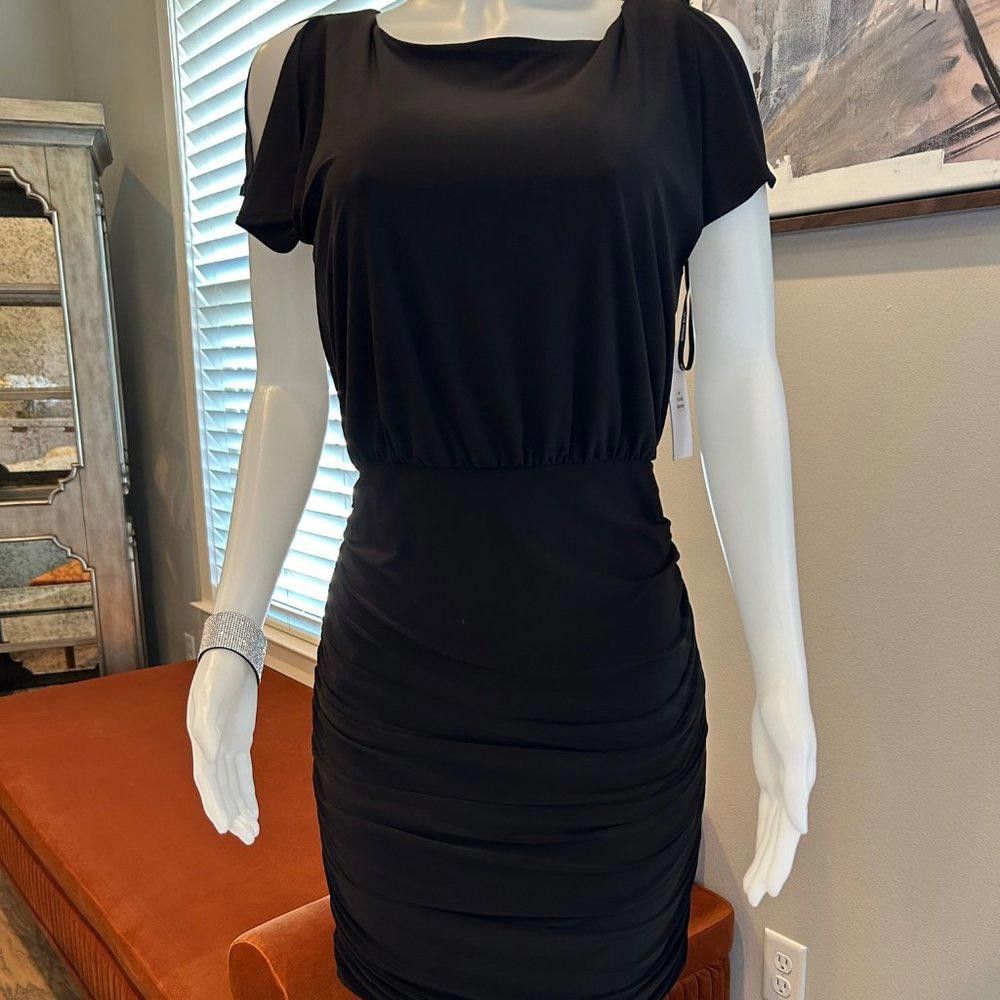 Designer Julia Jordan Ruched Split Sleeve Jersey Dress Size L / US 10 / IT 46 - 1 Thumbnail
