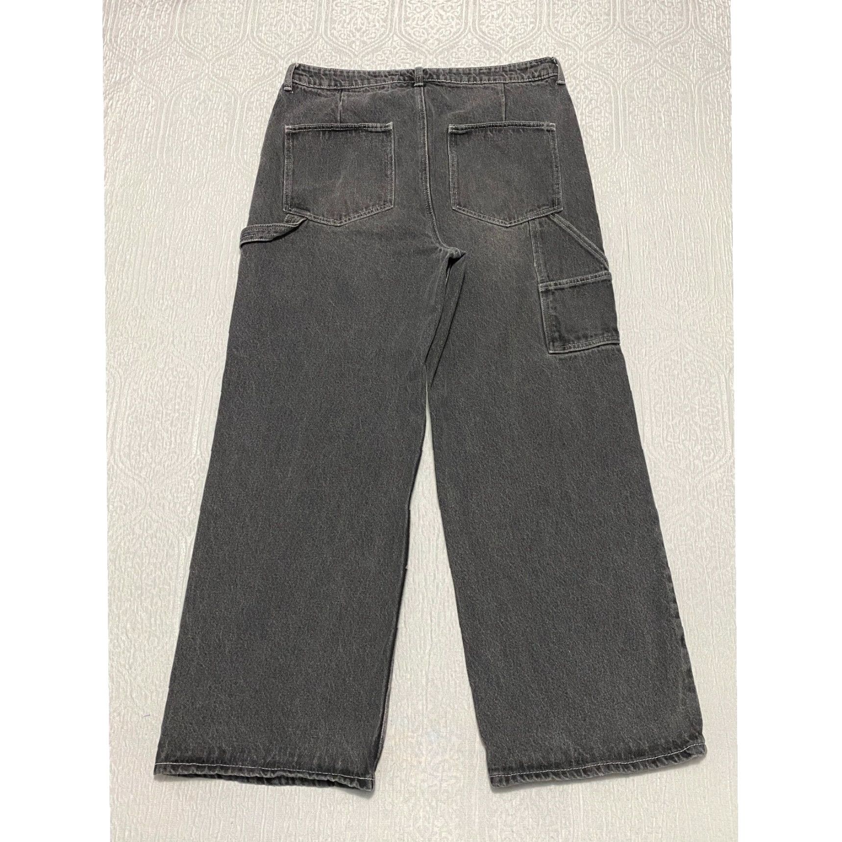 Vintage BP Jeans Carpenter Wide-Leg High Rise 34 Black Charcoal Wash Women Power Relaxed Denim 100% Cotton Jeans BP Size 24" / US 00 / IT 34 - 2 Thumbnail