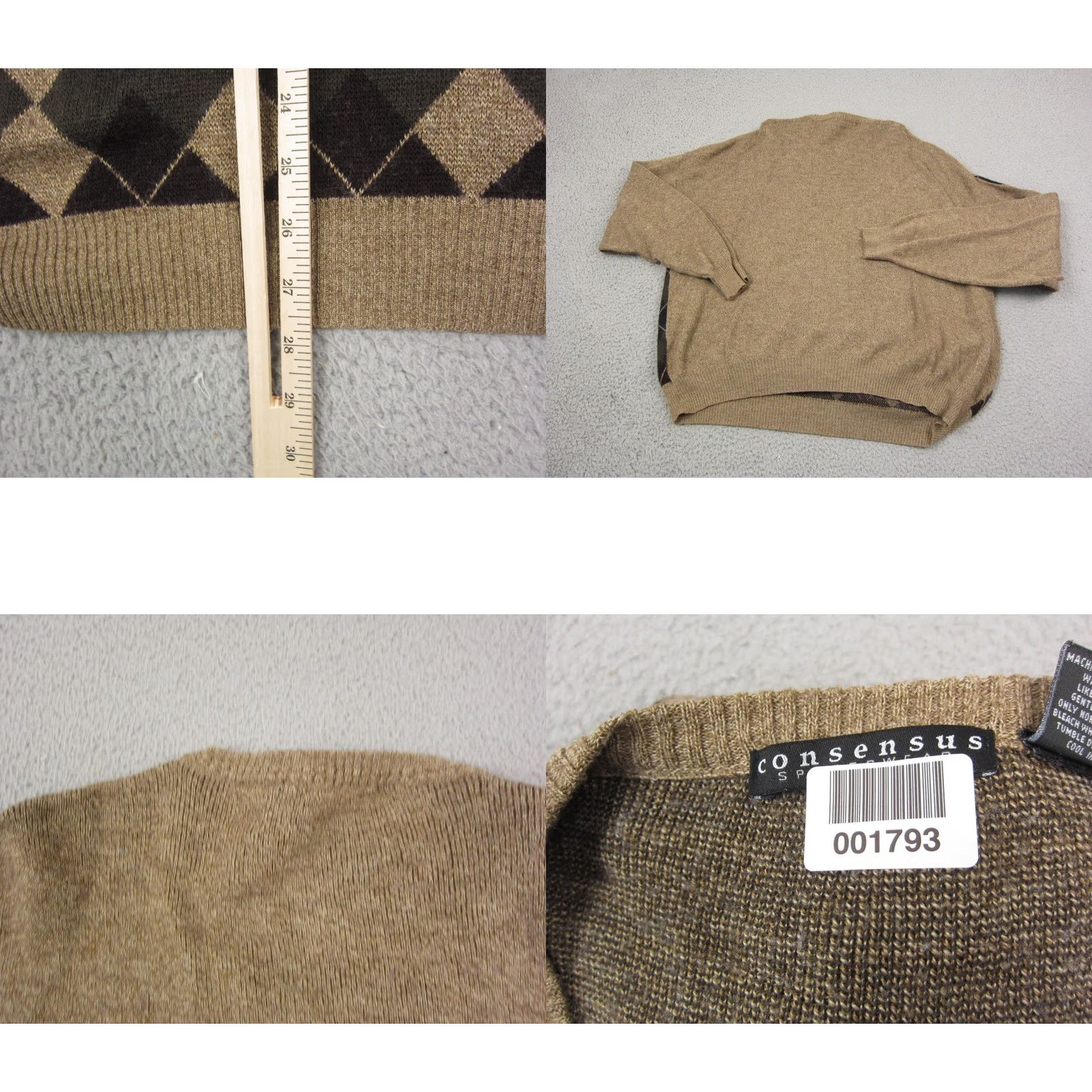 Vintage VINTAGE Consensus Sweater Adult 2XL Brown Wool Argyle Knit Mens 80s 90s Size US XXL / EU 58 / 5 - 8 Thumbnail