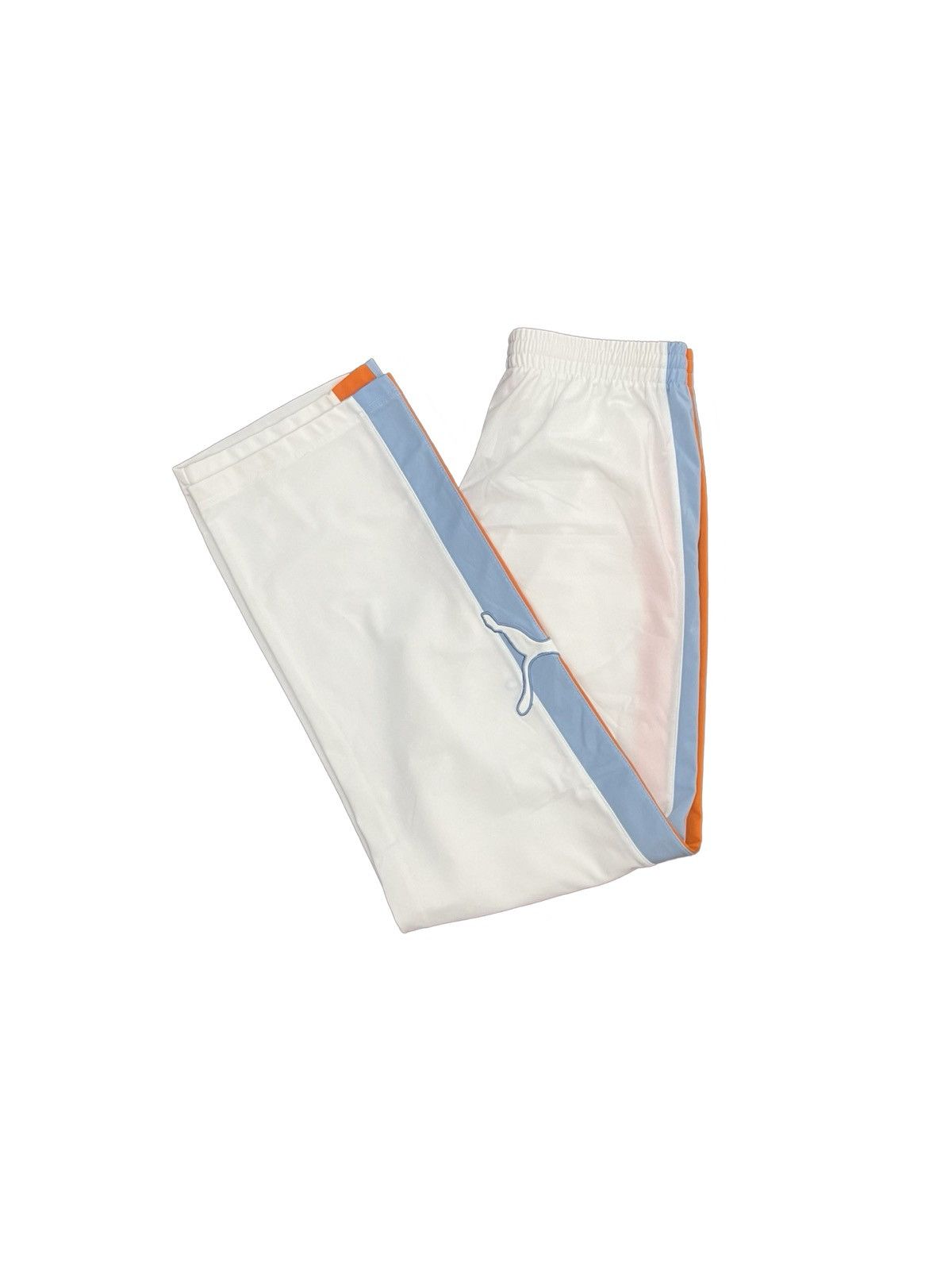 Puma White Puma Track Pants with Orange and Blue Stripes Size US 28 / EU 44 - 1 Thumbnail