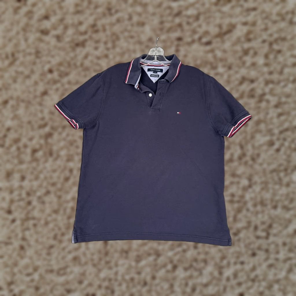 Tommy Hilfiger VINTAGE Tommy Hilfiger Polo Shirt Men Large Blue 100% Cotton Performance Pique READ Size US L / EU 52-54 / 3 - 1 Thumbnail