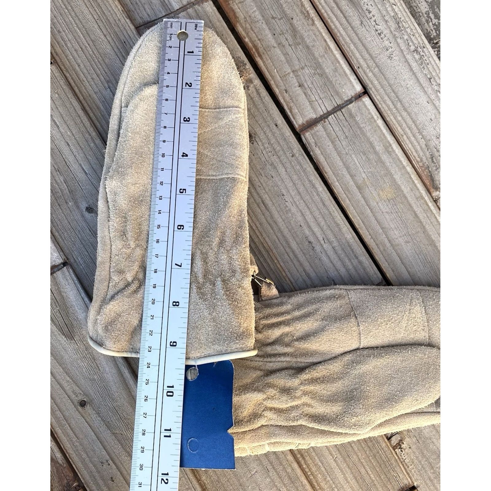 Vintage VINTAGE Suede Leather Trigger Mittens Ladies ML Beige Tan Ski Snowmobile Gloves Size ONE SIZE - 5 Thumbnail
