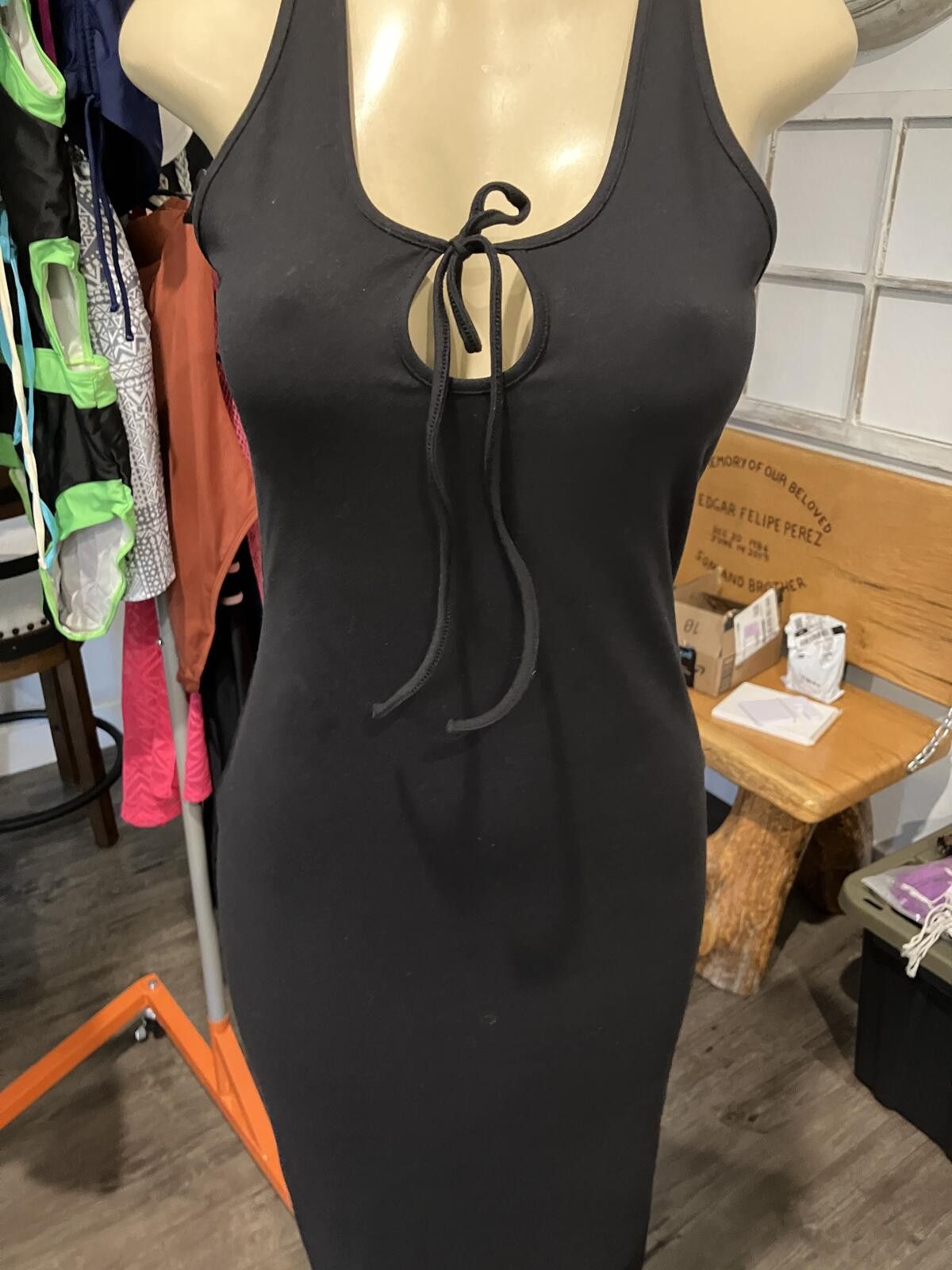 Other NWT Black Sleeveless Midi Dress with Front Tie Detail Size L / US 10 / IT 46 - 1 Thumbnail