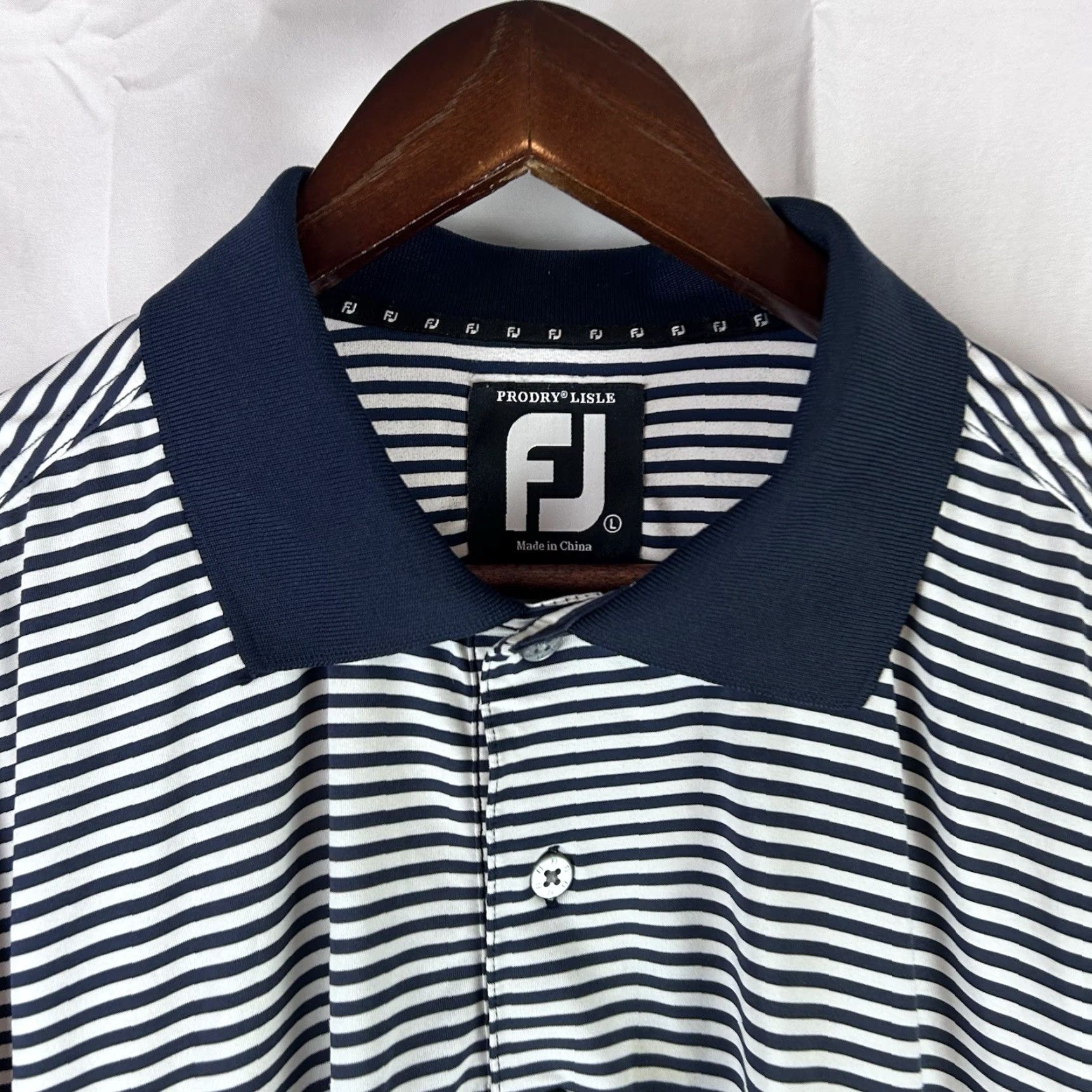 Footjoy Footjoy Polo Shirt Large Blue White ProDry Performance Lisle Golf *Stain Size US L / EU 52-54 / 3 - 3 Thumbnail
