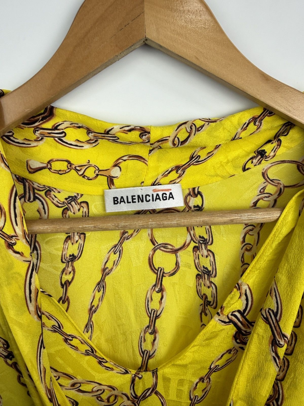 Balenciaga 🇮🇹 SS19 Balenciaga Chain Print Silk Blouse Baroque Style Size ONE SIZE - 16 Thumbnail