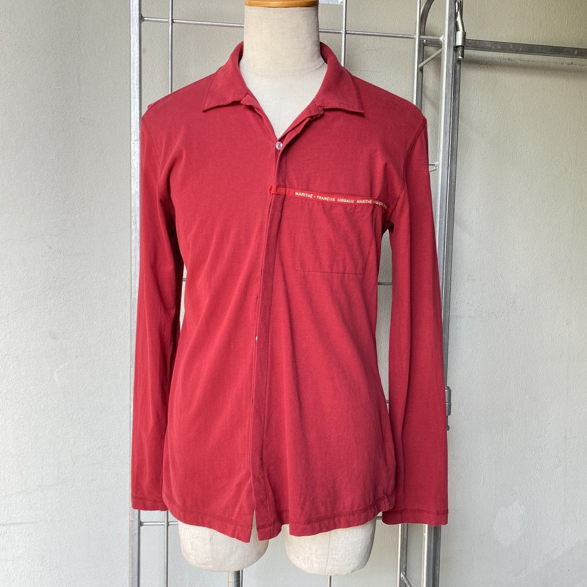 Marithe + Francois Girbaud MARITHE FRANÇOIS GIRBAUD Red Zip-Detail Long Sleeve Shirt Size US L / EU 52-54 / 3 - 1 Thumbnail