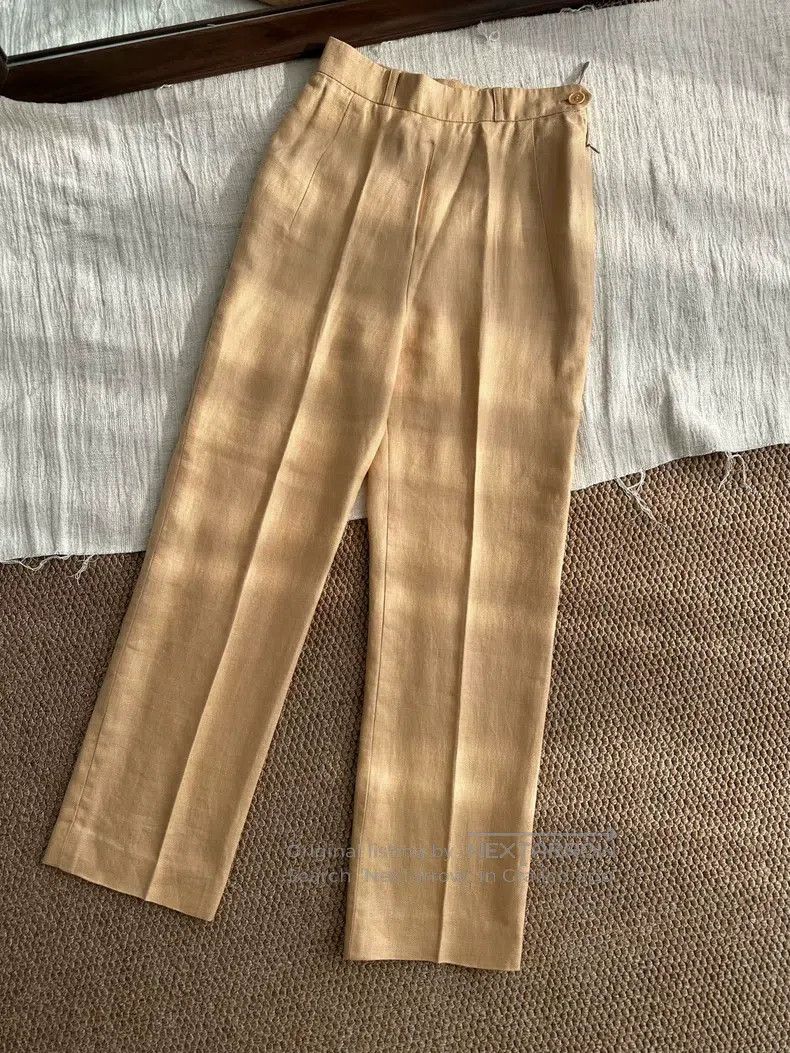 Hermes Hermes Solid Color Side Buttoned Linen Straight Casual Pan Size 26" / US 2 / IT 38 - 1 Thumbnail