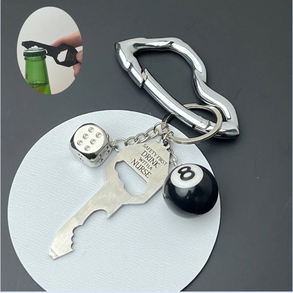Other Full Set Black Carabiner Keychain Size ONE SIZE - 2 Thumbnail