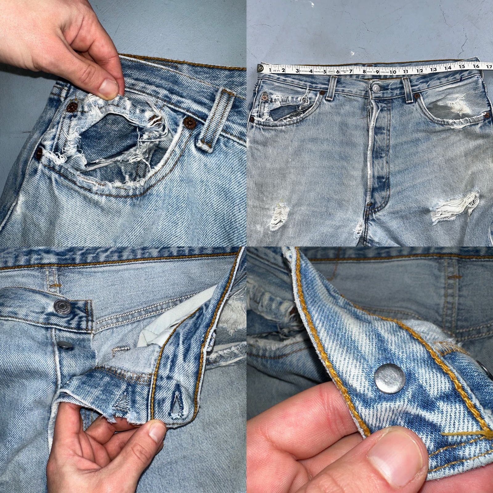 Levi's VINTAGE Levi's 501 Jeans Straight 34x34 Men USA 90s Light Blue Wash Size US 34 / EU 50 - 8 Thumbnail